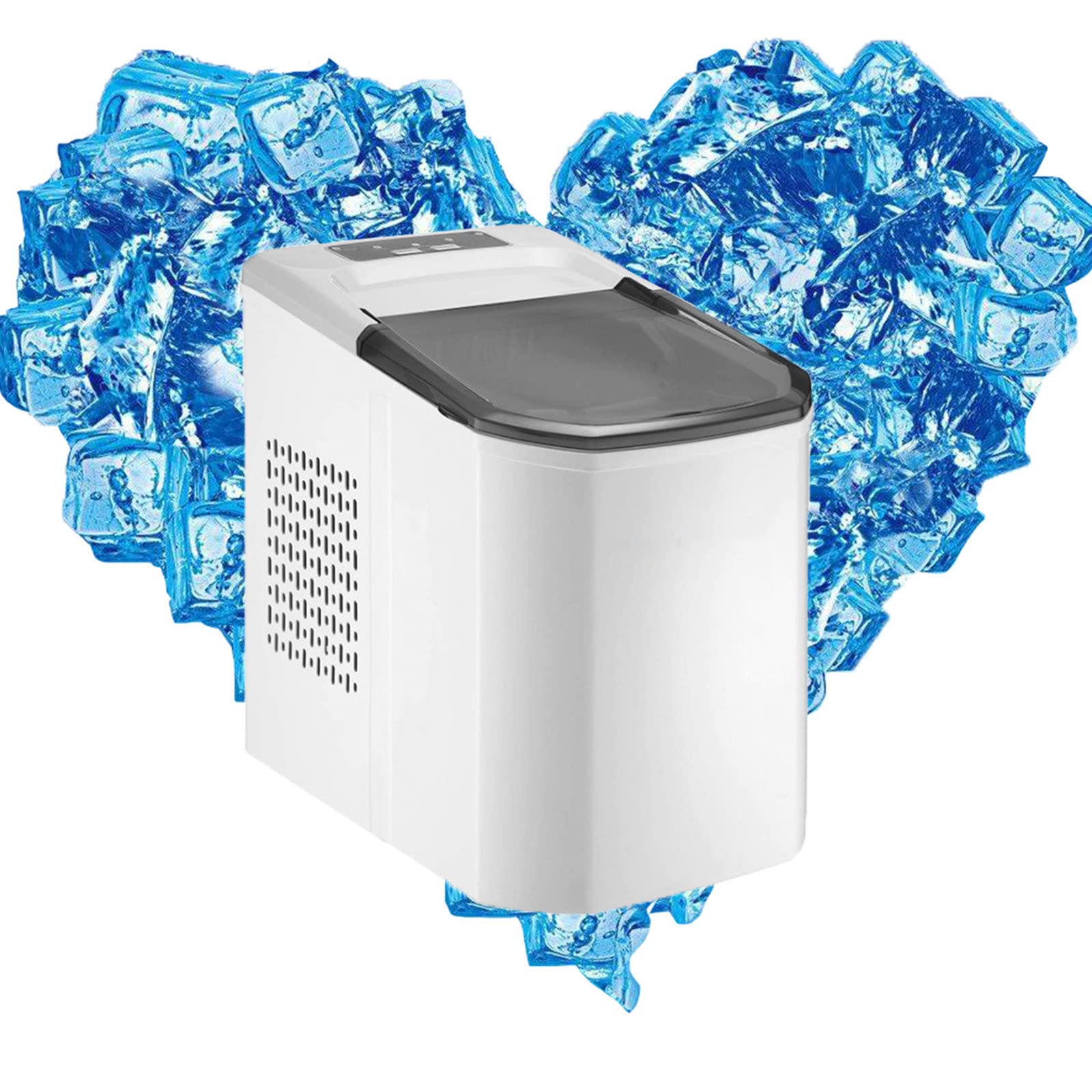 Portable Countertop Ice Maker Machine - 10KG Daily Output, Makes 9 Ice Cubes in 6 Minutes with 1.5L Water Tank - Includes Ice Scoop & Basket, LED Display - Perfect for Home, Kitchen, Office, Bar, Parties & Outdoor Gatherings - White