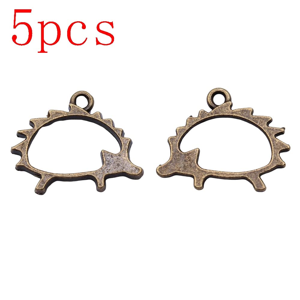 5pcs Antique Bronze Hollow Hedgehog Charms - 17x21mm Metal Jewelry Findings for DIY Crafts, Kids Accessories & Scrapbooking Projects