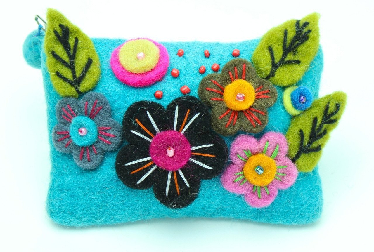 Blue Floral Coin Purse Wallet for Women - Small Zipper Clutch for Cash, Cards & Jewelry - Perfect for Travel, Shopping & Everyday Use