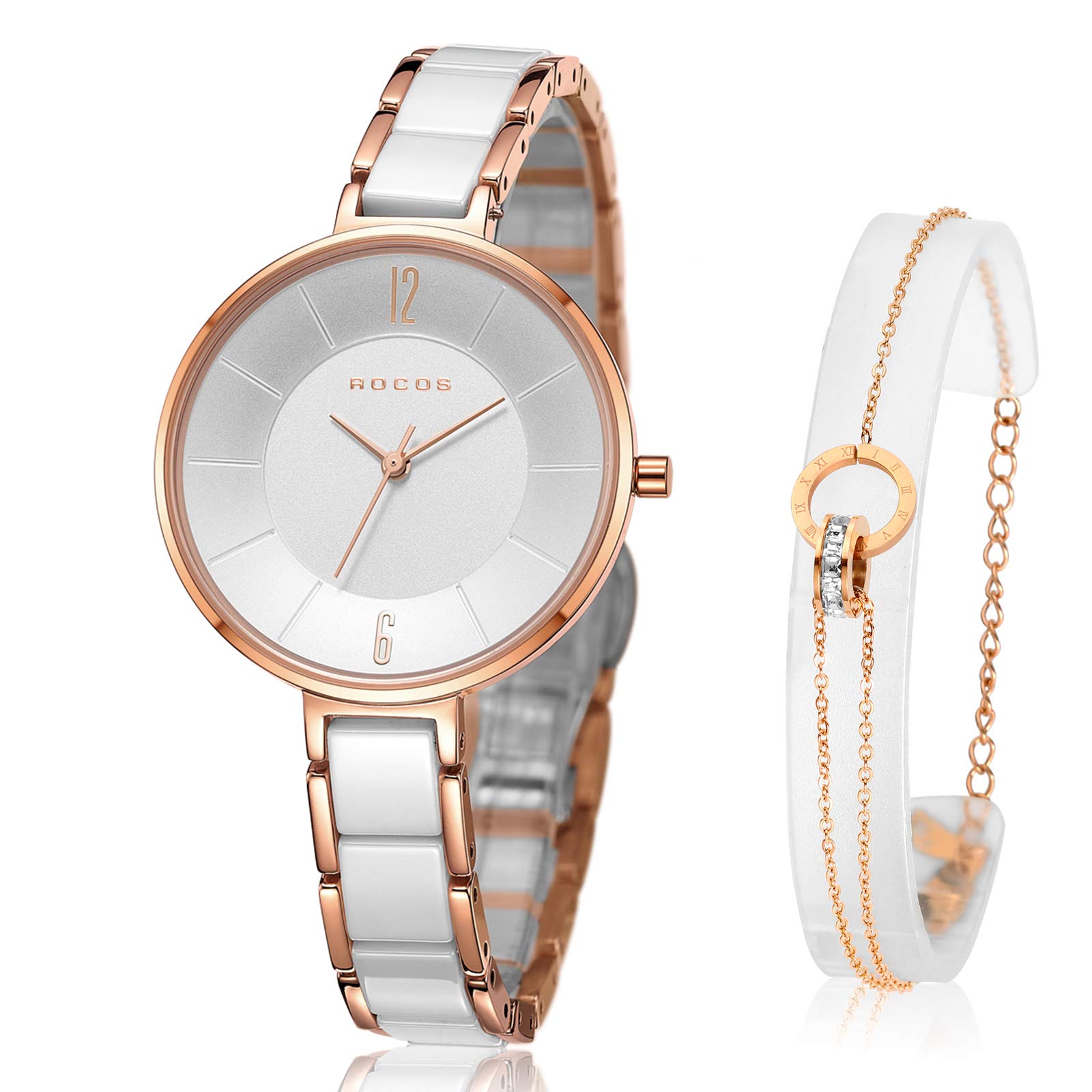 Luxury Women's Ceramic Bracelet Watch - Japanese Quartz Movement, Crystal Accents, Elegant Analog Design #R0309 | Perfect for Office, Party & Everyday Wear