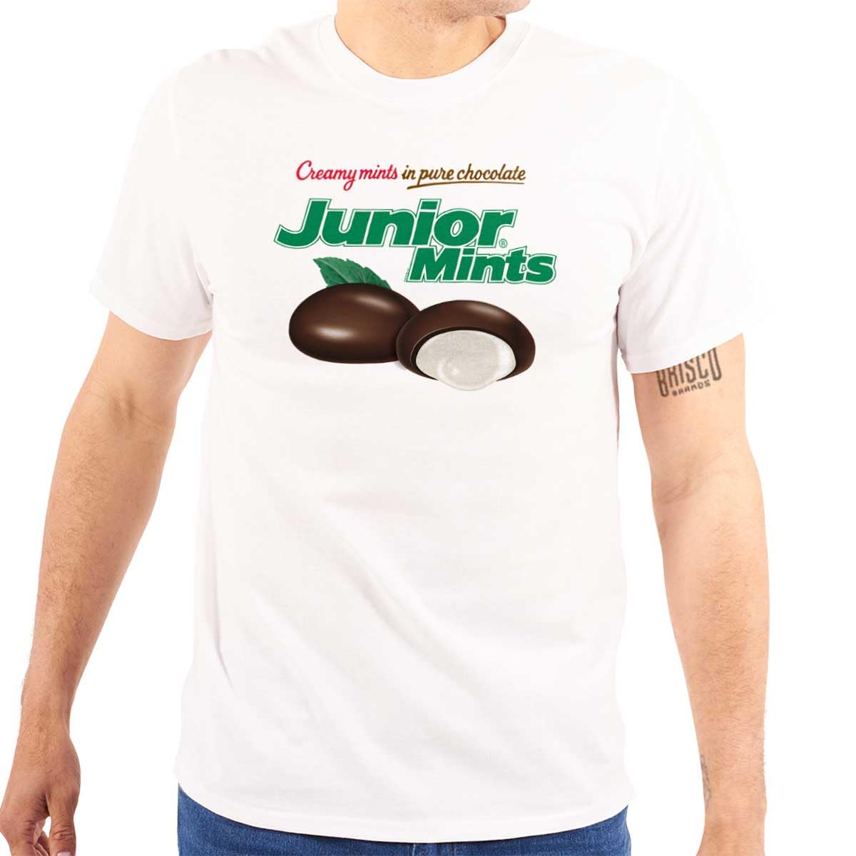 Brisco Brands Junior Mints Logo Chocolate Candy Graphic T-Shirt for Men & Women | Unisex Cotton Tee for Casual Wear, Candy Lover Gift, Movie Night Outfit