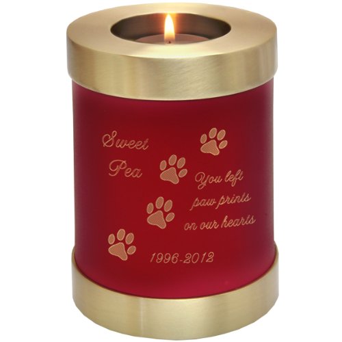 Personalized Engraved Pet Memorial Candle Holder & Urn - Custom Brass Keepsake for Dogs, Cats - Perfect for Pet Loss Remembrance & Memorial Services