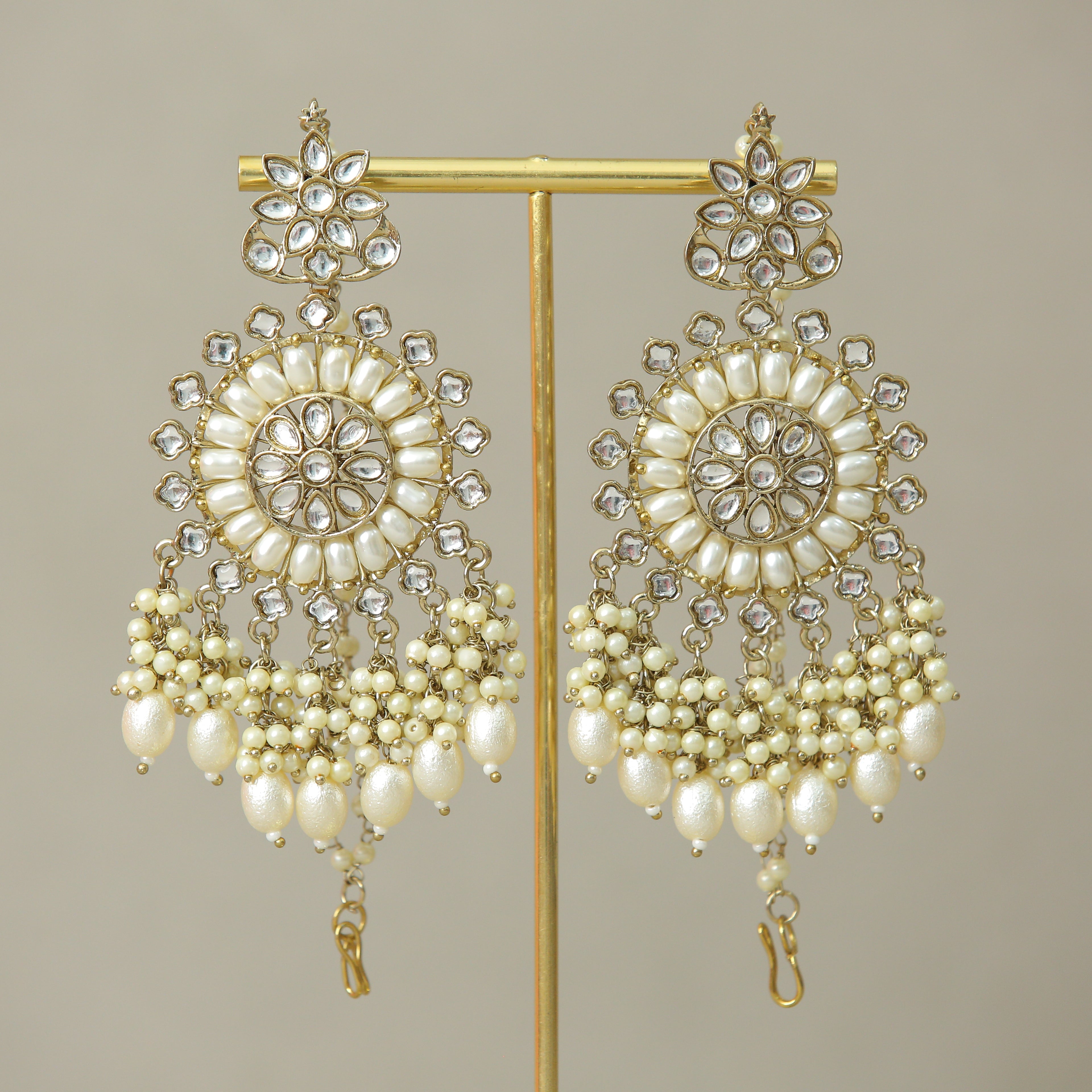 Ahana Kundan Earrings for Women - Indian Traditional Jewelry - Handmade Bridal Earrings for Weddings, Parties & Festivals