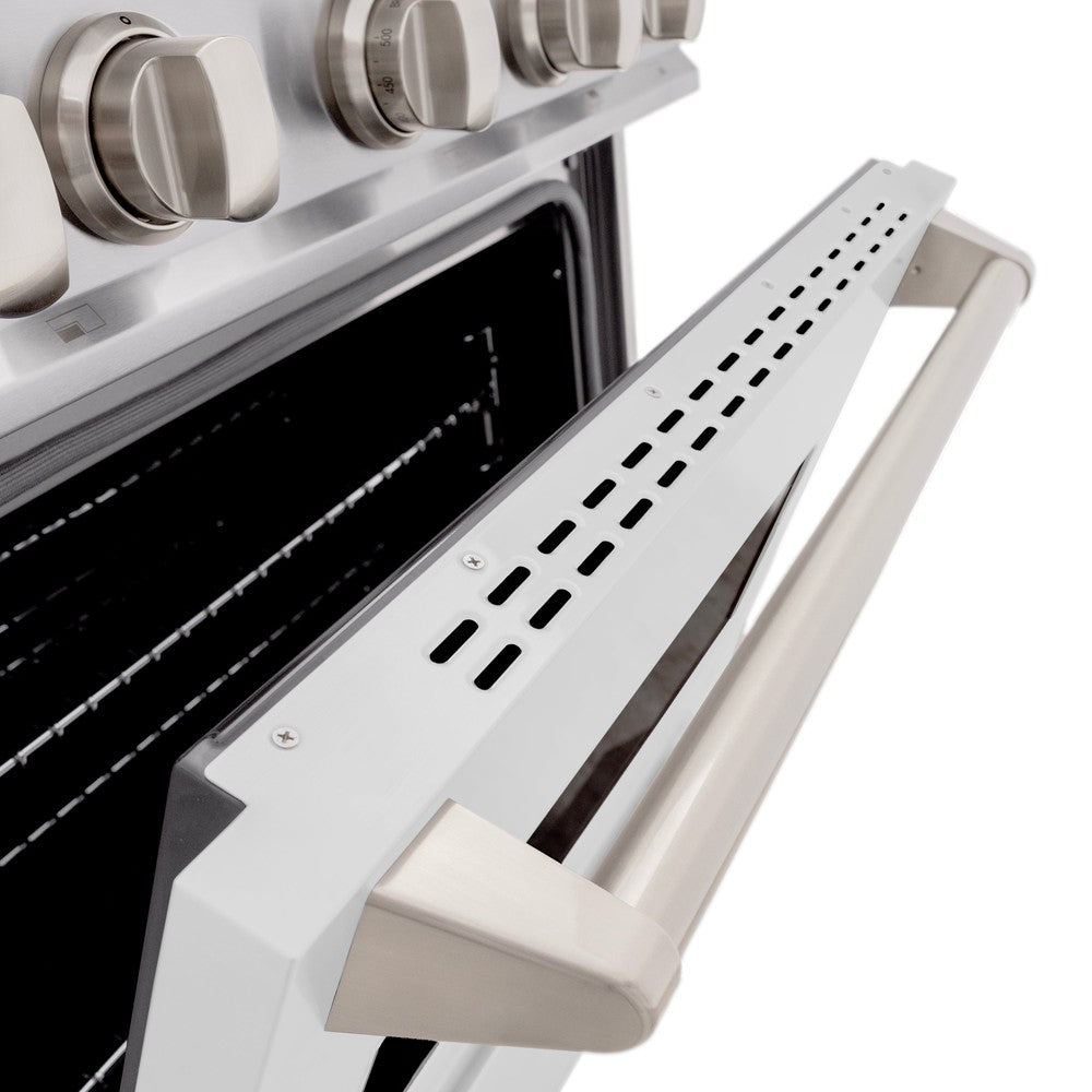 ZLINE 30 Inch 4.2 cu ft Stainless Steel Gas Range - 4 Burner Cooktop & Convection Oven with White Matte Door (CGR WM 30) - Perfect for Modern Kitchens, Home Chefs & Restaurant-Style Cooking