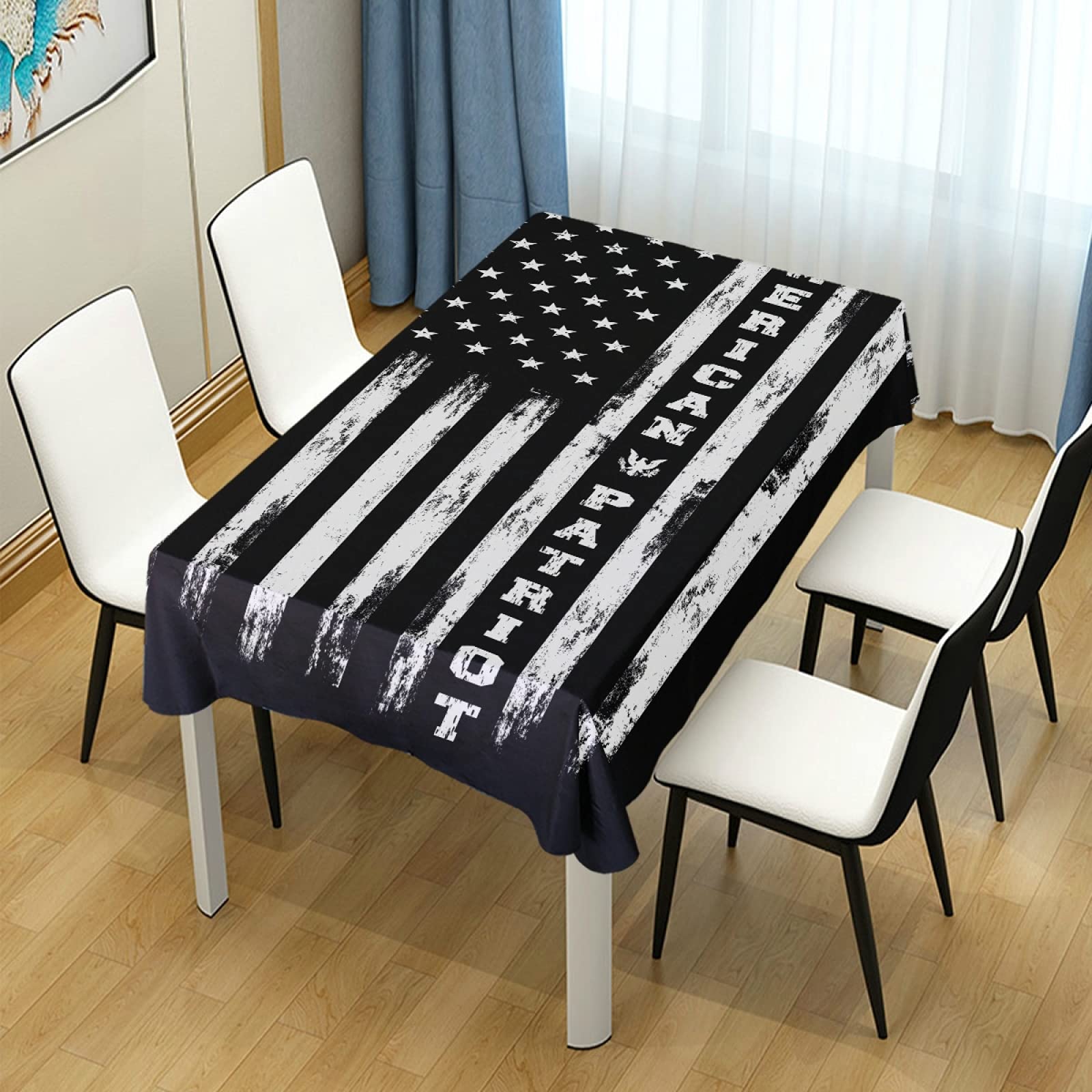 American Flag Patriotic Tablecloth - 60x120 Inch Rectangular Polyester Table Cover for 4th of July, Memorial Day & Independence Day Decor - Perfect for Outdoor BBQs, Picnics & Party Dining Tables