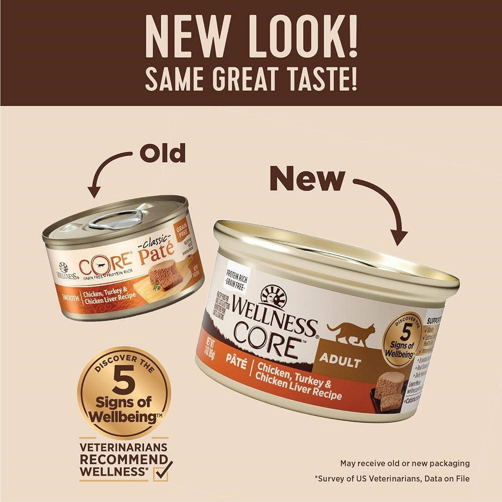 Premium CORE Pate Cat Food - Chicken, Turkey & Chicken Liver Recipe for Adult Cats - Grain-Free Wet Food for Healthy Digestion & Shiny Coat - Perfect for Picky Eaters & Daily Meals