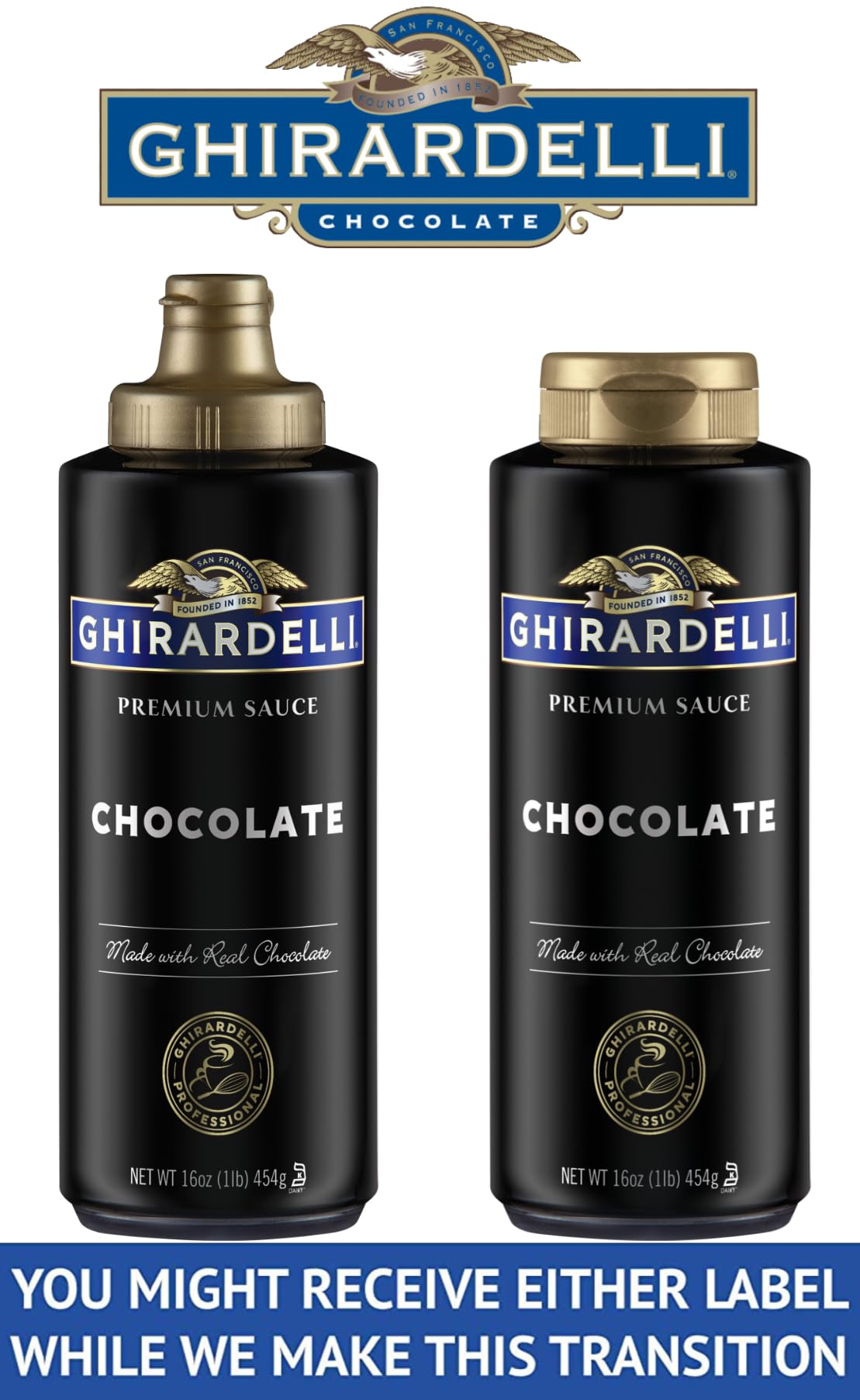 Ghirardelli Chocolate and Caramel Sauces 16 oz Squeeze Bottles - Premium Dessert Toppings for Ice Cream, Pancakes & Baking | Easy-Pour No Mess Design
