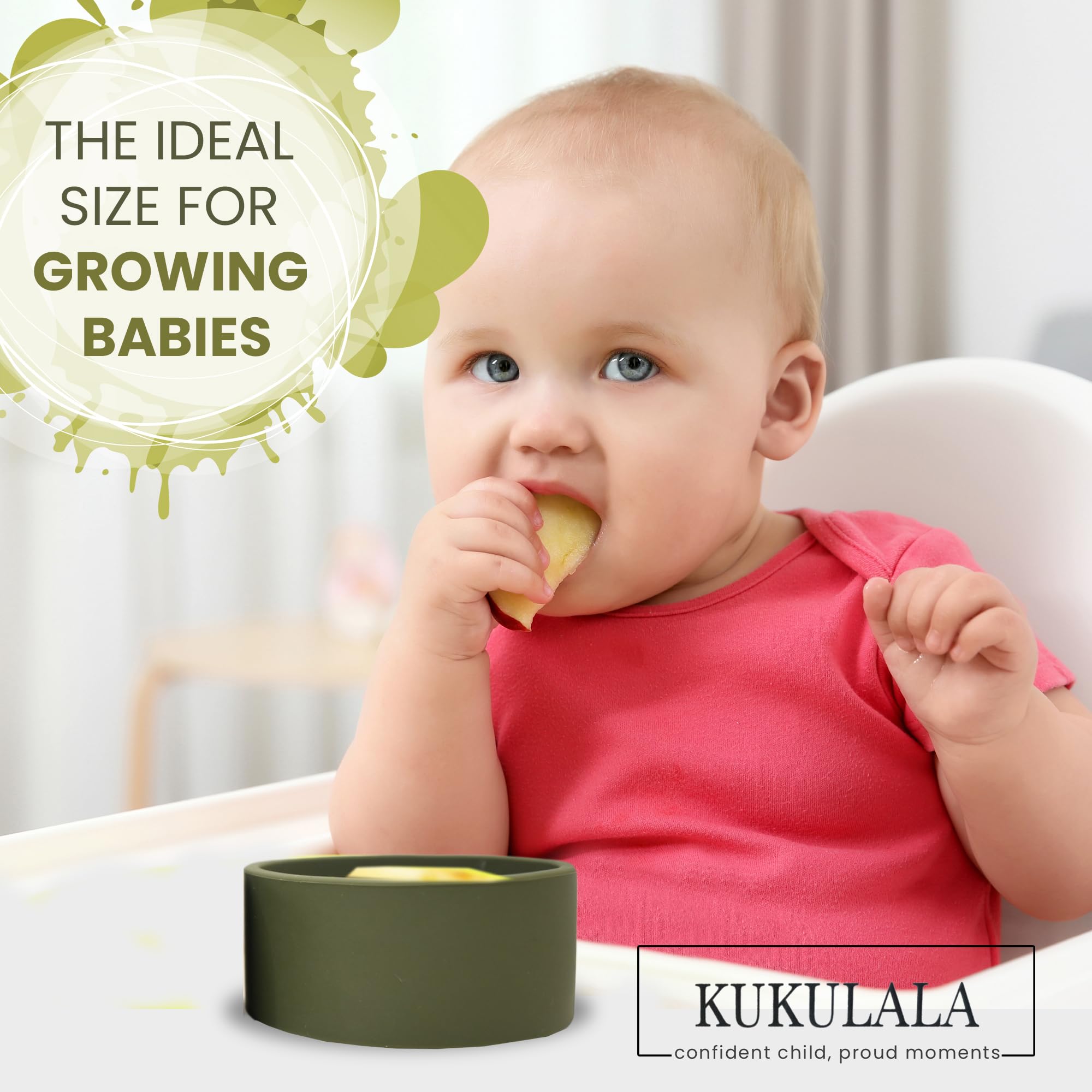 Stay Put Suction Cups - Silicone Small Bowls for Baby, Toddler, Snacks & Small Item Storage (Olive Green) | Microwave & Dishwasher Safe | Perfect for Highchair Trays, Travel & Kitchen Organization