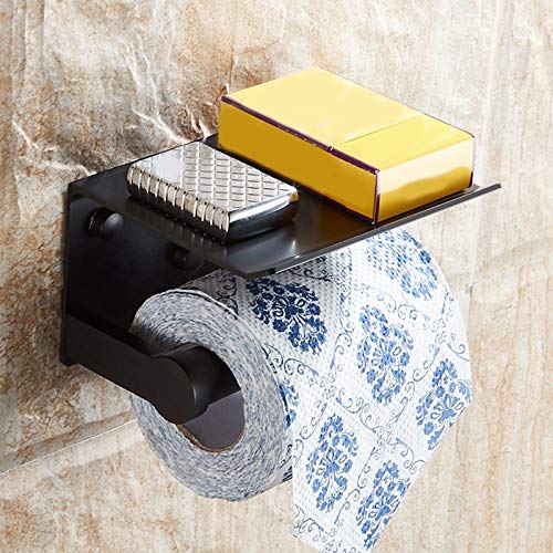 Sturdy Wall Mounted Toilet Paper Holder with Shelf - Space Saving Bathroom Organizer for Toilet Rolls, Smartphones & Paper Towels - Modern Silver Finish - Perfect for Small Bathrooms, Apartments & RVs