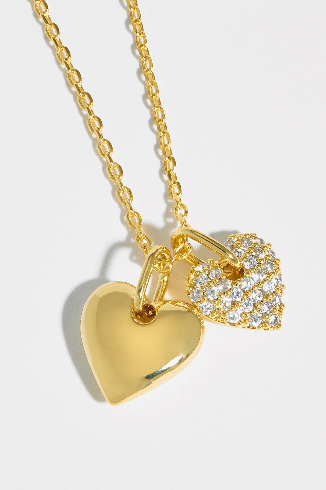 Pave Double Heart Charm Necklace - Sterling Silver Dainty Love Pendant Jewelry for Women - Perfect Gift for Valentine's Day, Anniversary & Romantic Occasions