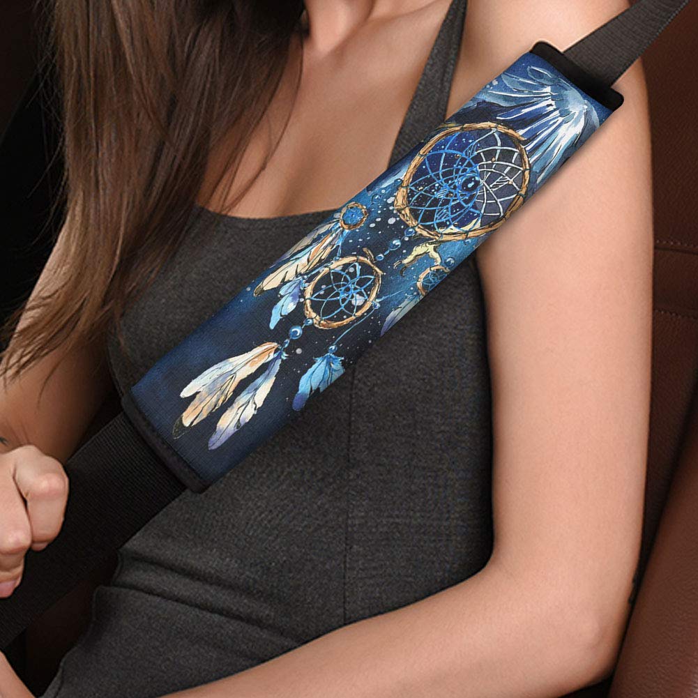 UNICEU Eagle Tribal Dream Catcher Print Car Seat Belt Covers - Soft Comfort Shoulder Pads for Seatbelt Protection - Universal Fit for Cars, Trucks & SUVs - Perfect for Long Drives, Road Trips and Daily Commuting