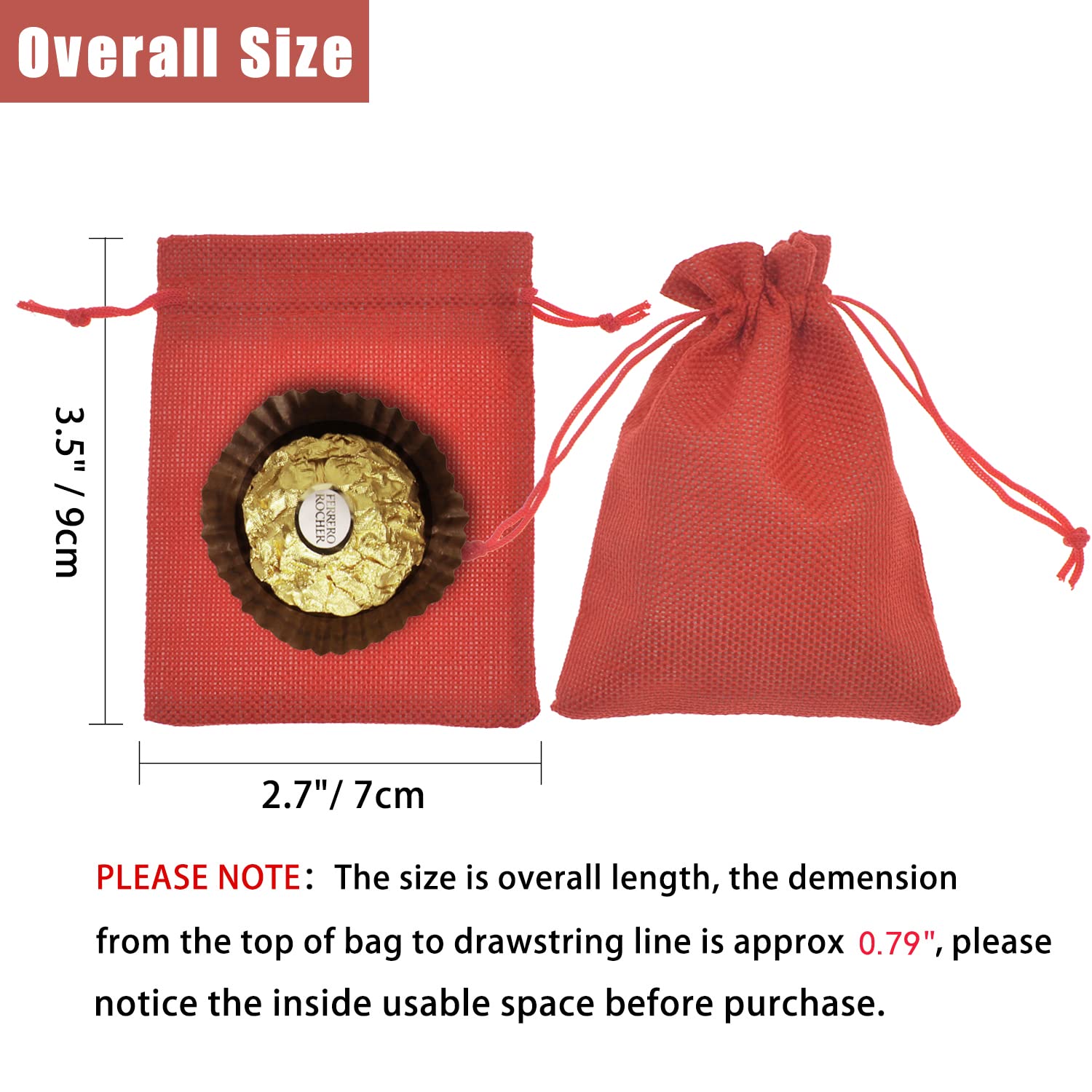 50Pcs Red Burlap Drawstring Bags 2.7x3.5 Inch - Natural Jute Gift Bags Bulk for Christmas Wedding Party Favors, Jewelry Packaging & Candy Pouches - Perfect for DIY Crafts, Holiday Decorations and Small Gift Wrapping