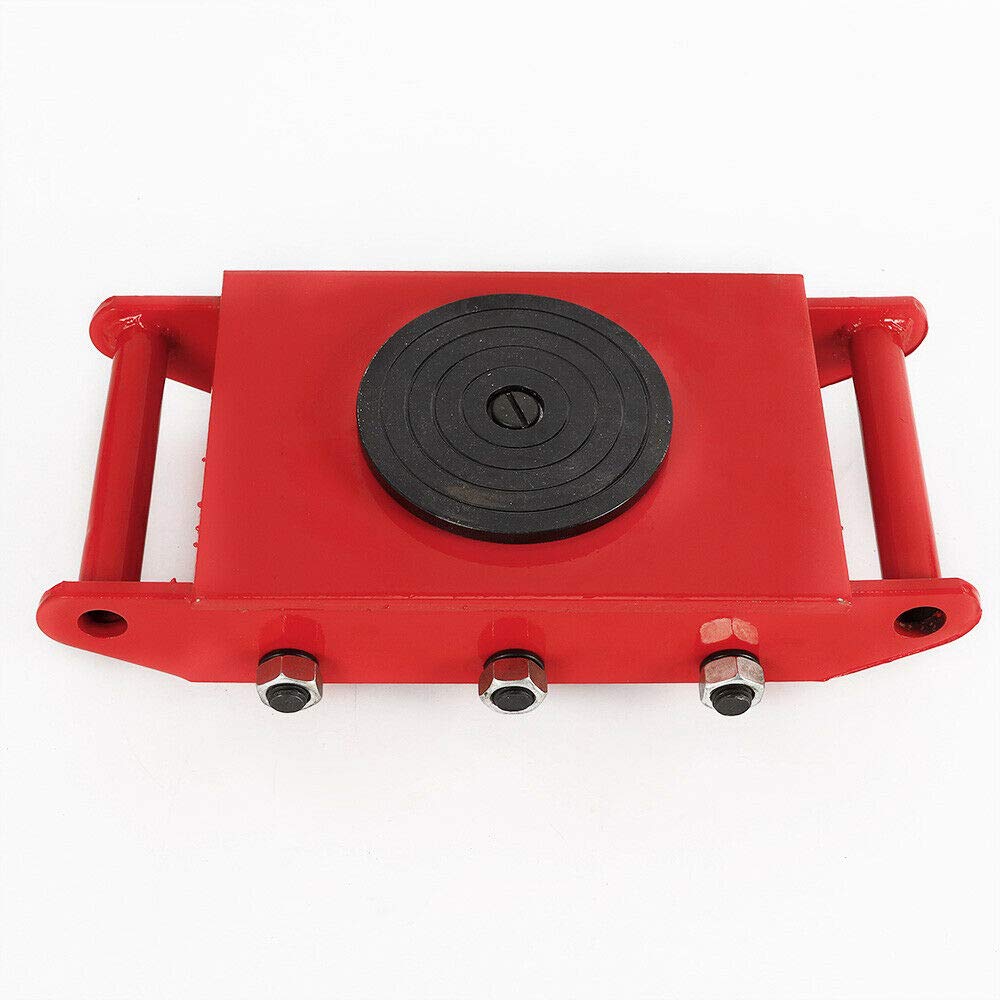 8 Ton 17600lb Heavy Duty Machine Skate with 360° Rotation - Industrial Machinery Roller Mover for Workshop, Warehouse & Factory Transport - Red Cargo Trolley for Heavy Equipment Moving