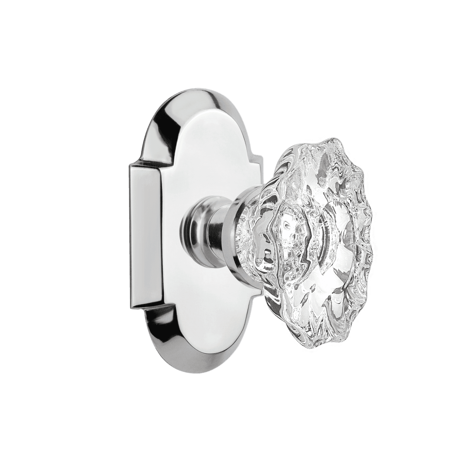 Vintage Cottage Short Plate with Chateau Knob in Bright Chrome - Perfect for Kitchen Cabinet, Bathroom Drawer & Furniture Hardware Upgrade