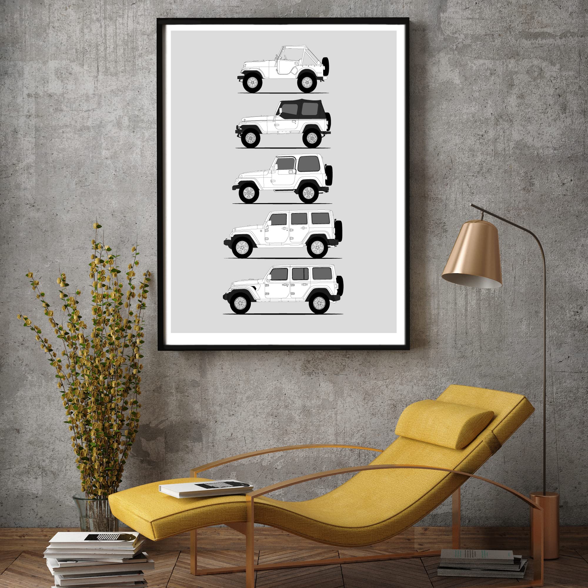 Jeep Wrangler Generations History Print (YJ, TJ, JK, JL) - 16x20