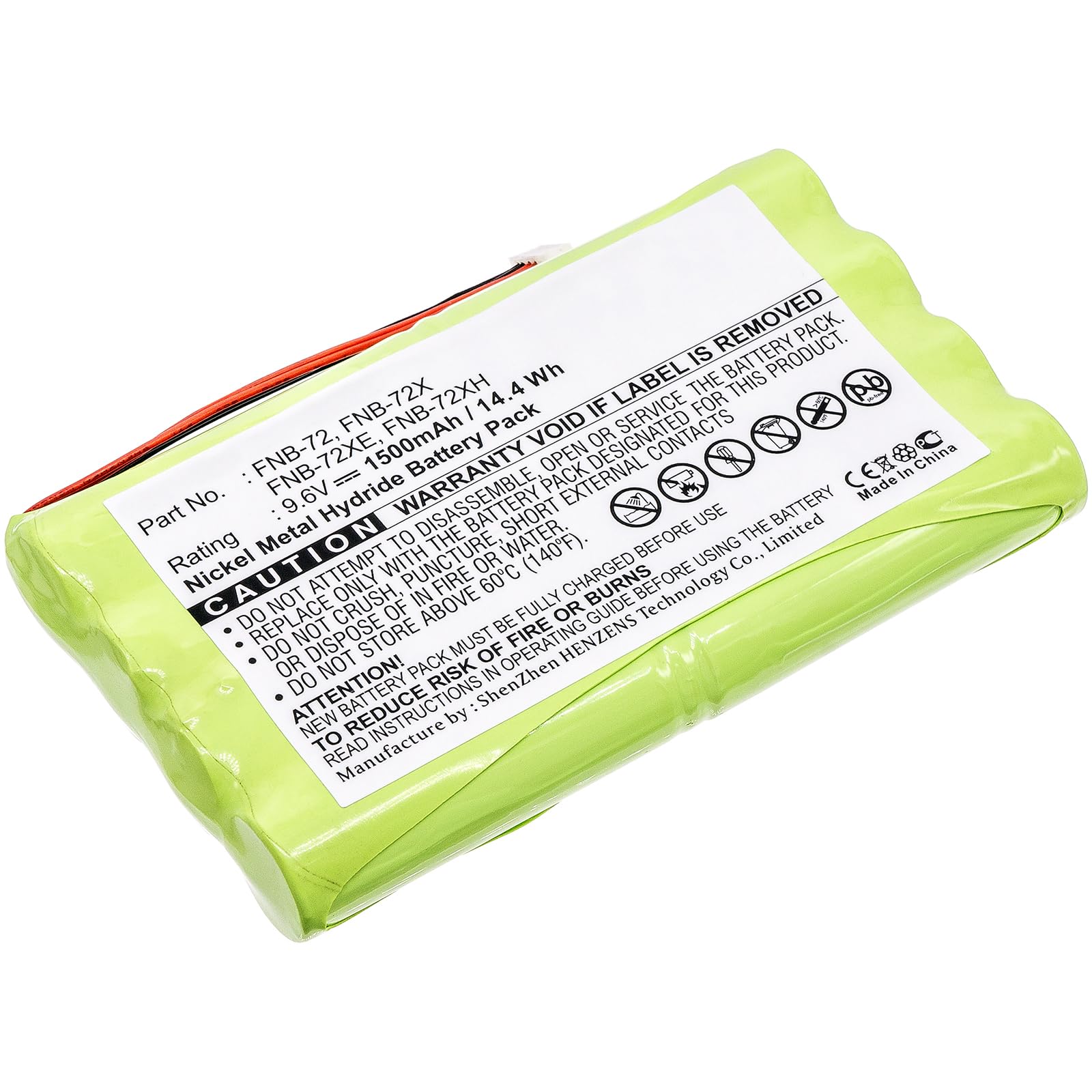 Synergy Digital 2-Way Radio Battery for YAESU FNB-72 - 9.6V 1500mAh Ni-MH High Capacity Replacement Battery - Perfect for Outdoor Adventures, Emergency Communication & Security Work