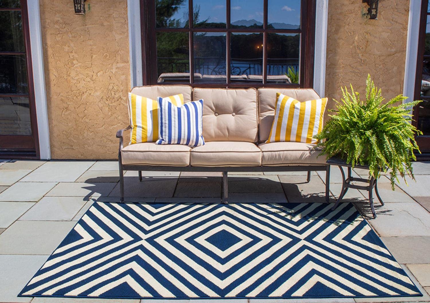 Momeni Baja Collection Contemporary Indoor Outdoor Area Rug - UV Protected, Fade Resistant, Easy Clean - 3'11