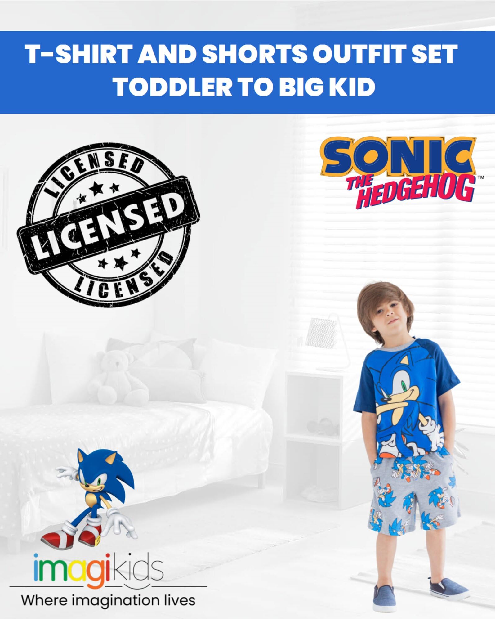 SEGA Sonic the Hedgehog Graphic T-Shirt & Shorts Set for Boys - Cool Video Game Character Outfit for Casual Wear, Gaming Parties & Everyday Play