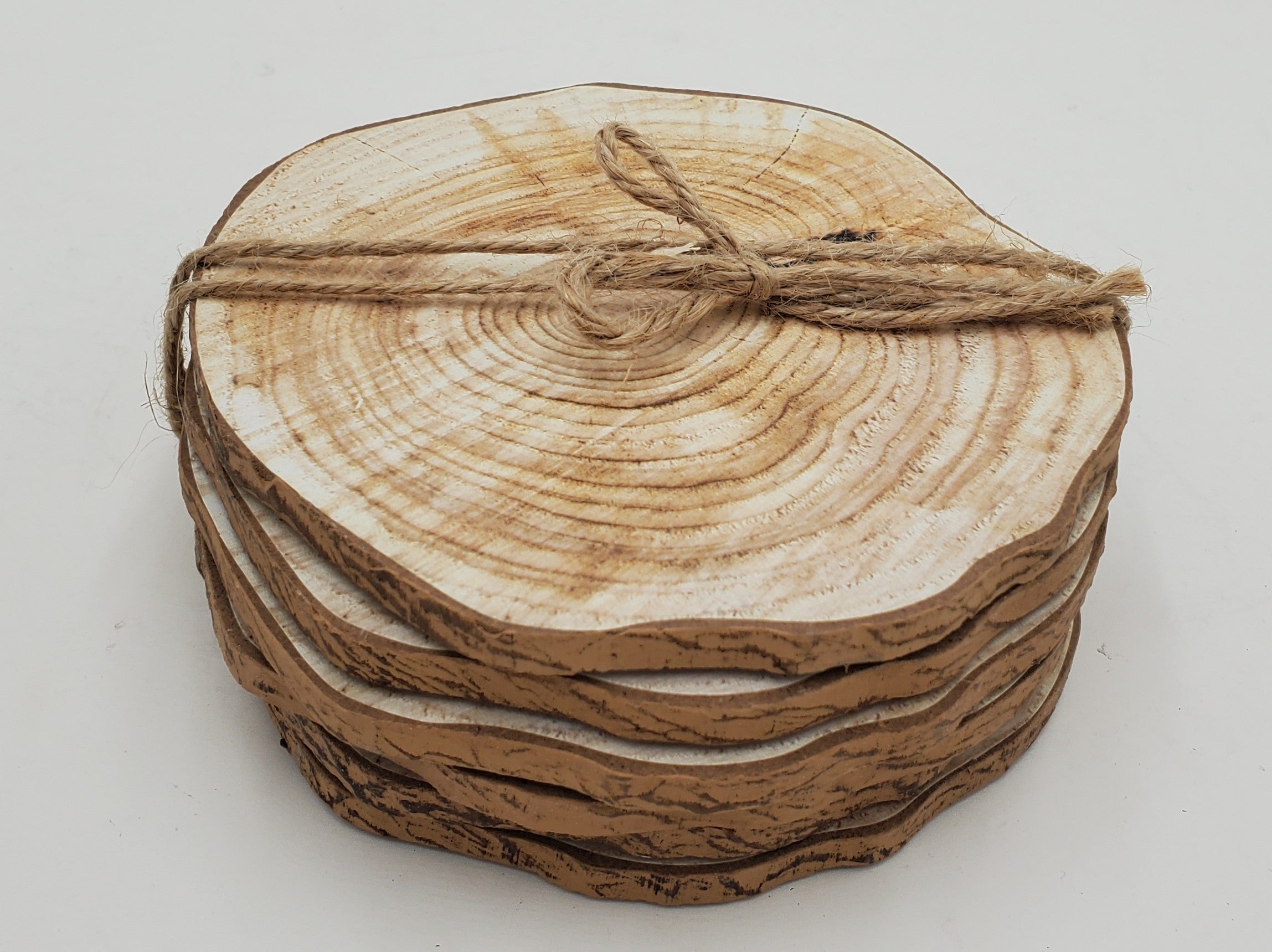 6-Piece Wooden Coasters Set - 3.75 Inch Round Natural Wood Drink Coasters for Home, Bar, Office - Protect Tables from Stains & Heat - Rustic Home Decor Gift Idea