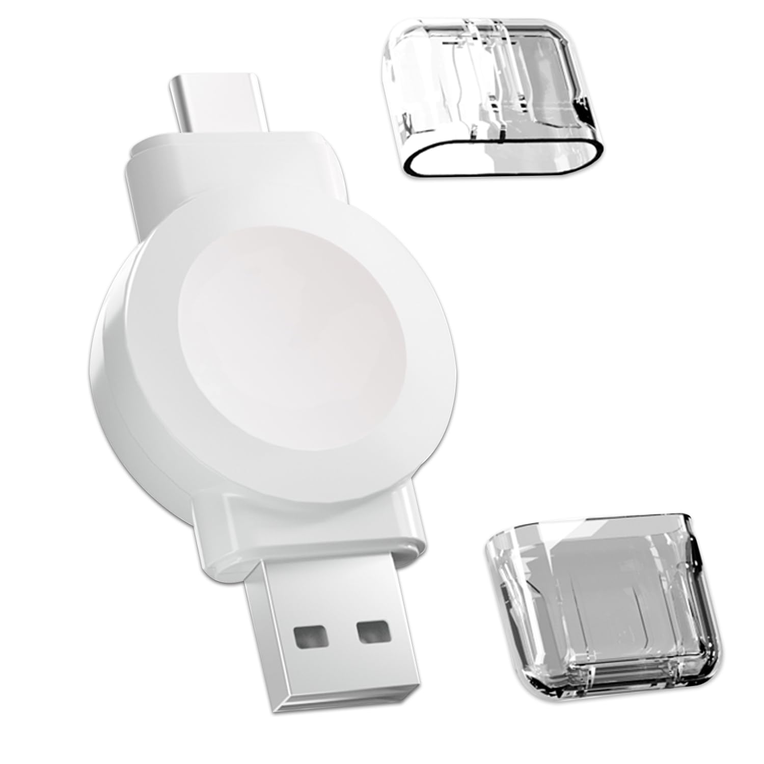 Byforphye Portable Magnetic Wireless Charger for Apple Watch SE/Ultra 2/Series 9-2 - Fast USB-C & USB-A Travel Charger for iWatch (White) | Perfect for Home, Office & On-the-Go Charging