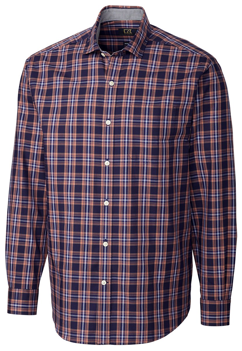 Cutter & Buck Men's Big & Tall Long Sleeve Plaid Shirt | Comfortable Button Down Casual Dress Shirt for Work, Office & Outdoor Activities
