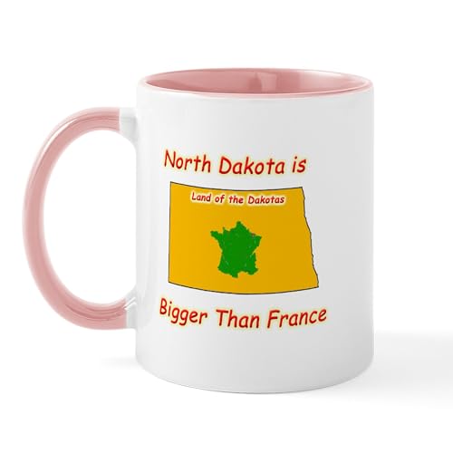 White/Pink Inside - North Dakota Is Bigger Than France Mug