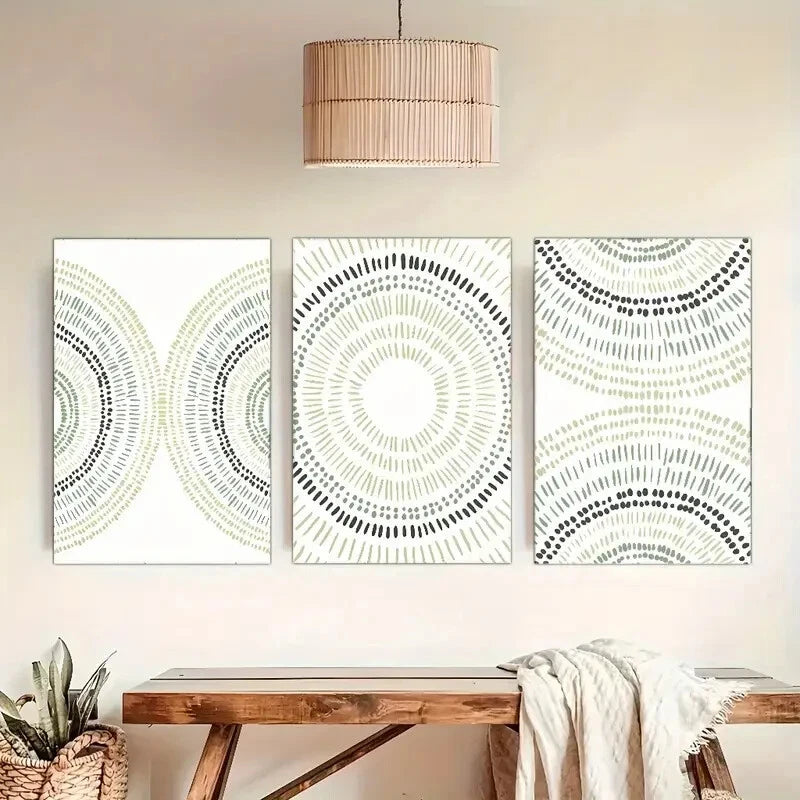 3-Piece Abstract Geometric Art Metal Prints - Ready to Hang Wall Decor for Dorm, Bedroom & Office | Modern Canvas Poster Set for Home & Office Decoration