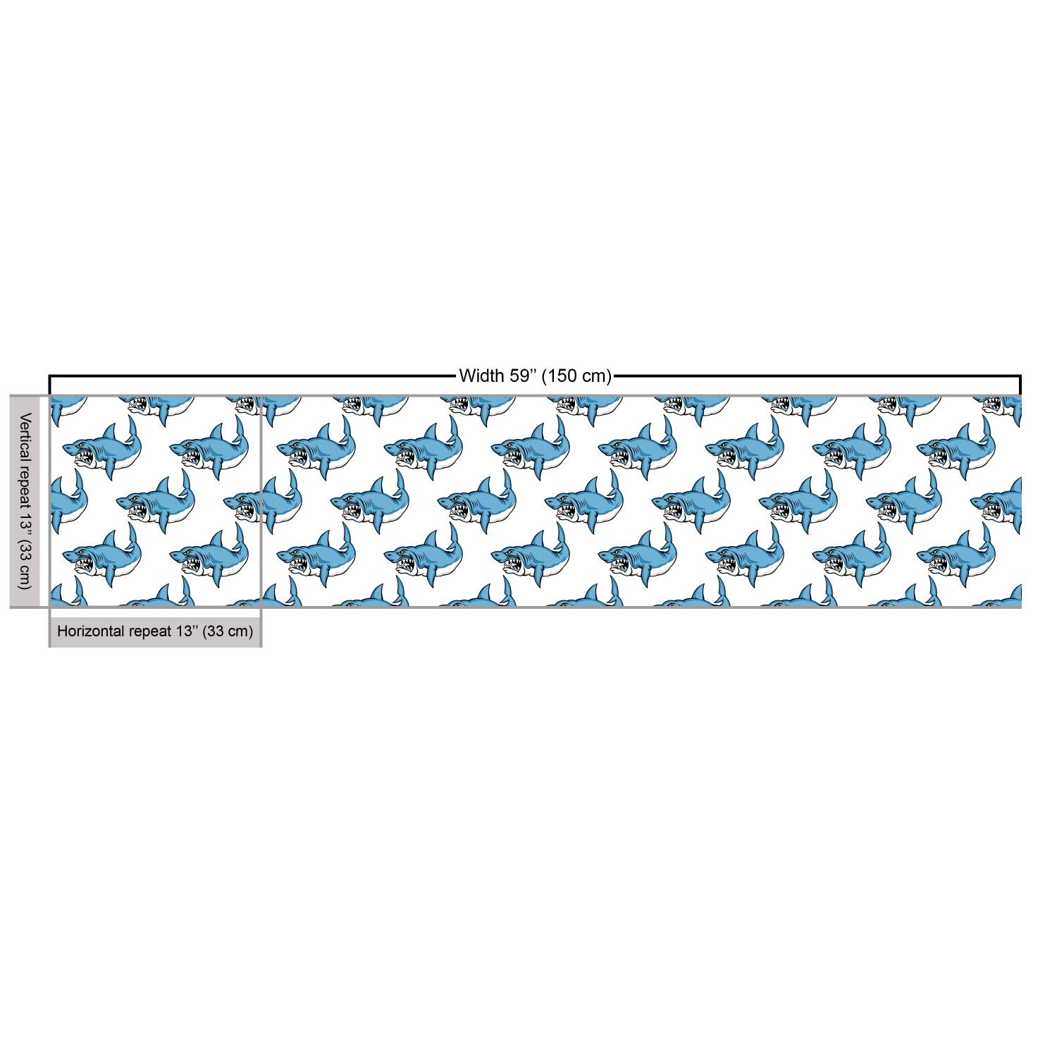 Ambesonne Sea Animals Fabric by The Yard - Fierce Predator Wild Shark Swimming with Sharp Teeth Bite Nautical Theme Pattern - Decorative Upholstery Fabric for Sofa, Curtains, Pillows - 1 Yard White Blue Home Decor Fabric - Perfect for Coastal Themed Living Rooms, Beach House Decor, Ocean Inspired Bedrooms
