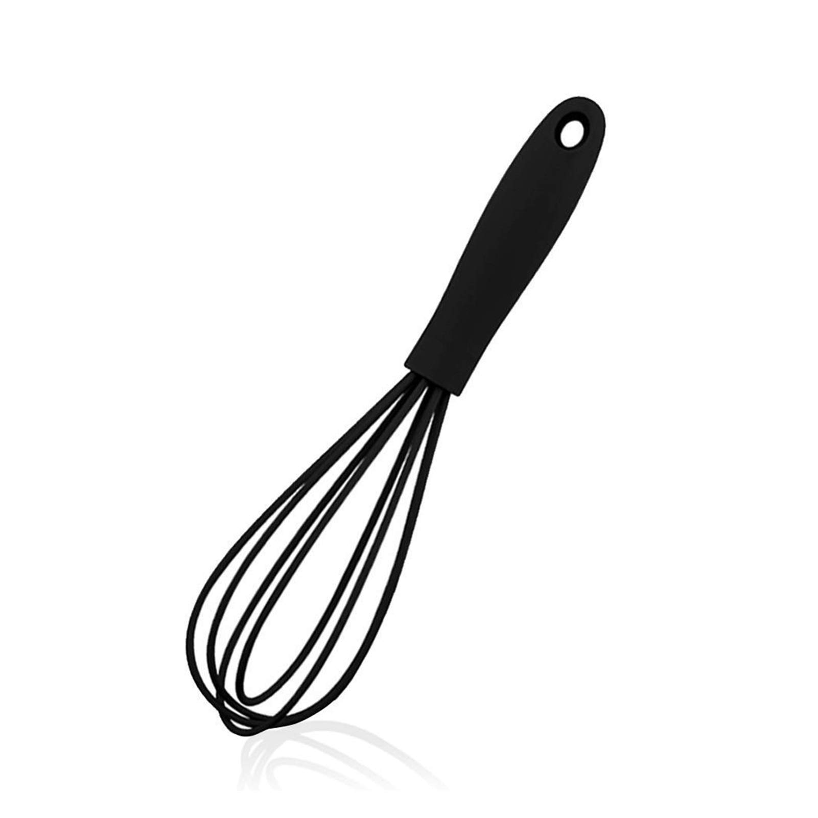 Premium Silicone Whisk - Non-Slip Grip, Easy Clean Egg Beater & Milk Frother (17x4x4cm) - Perfect for Baking, Cooking & Mixing - Ideal for Eggs, Batter, Sauces & Coffee - Durable Kitchen Utensil (Black)