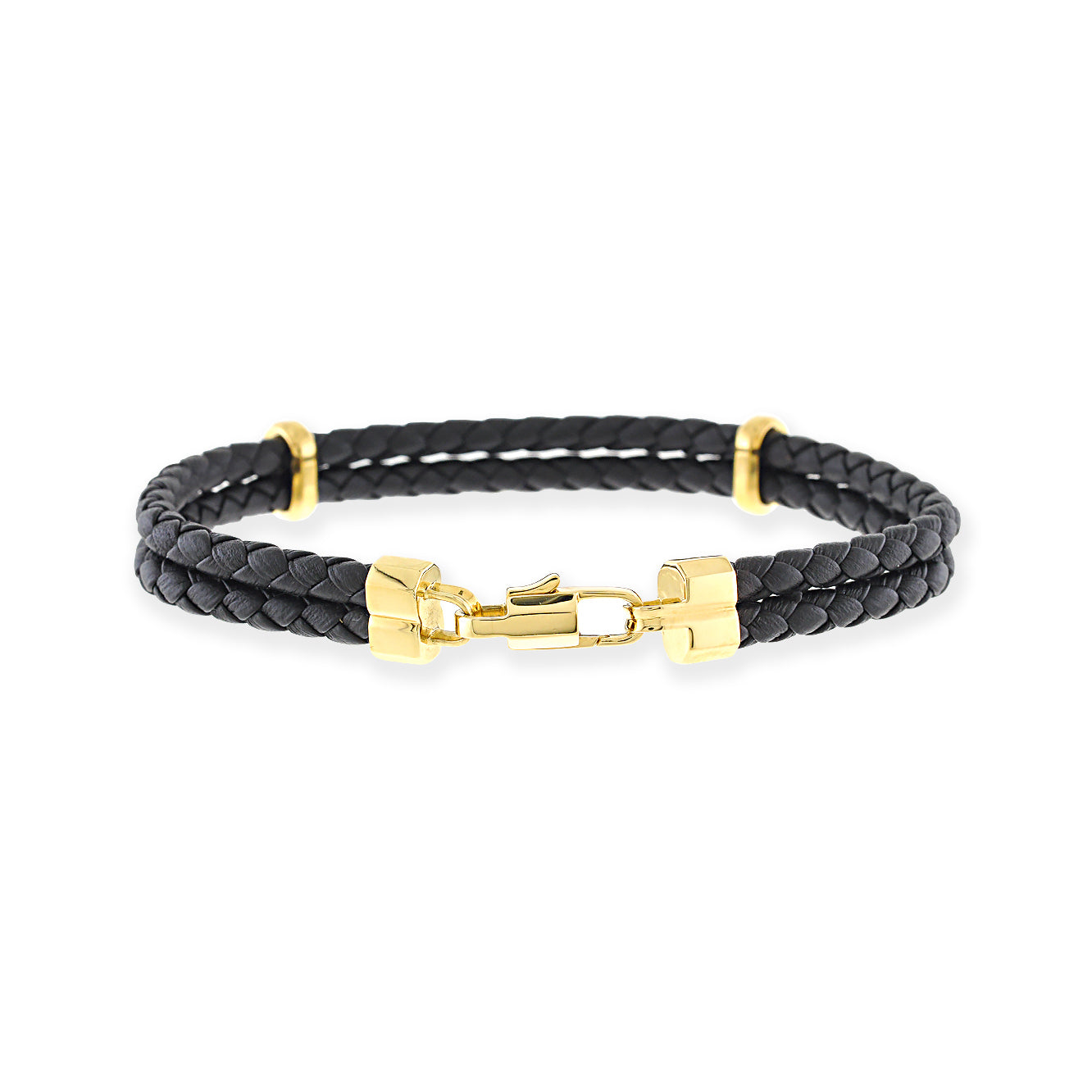 Men's Double Braided Leather Bracelet - Black Genuine Leather Wristband for Casual & Formal Wear - Perfect Gift for Him, Anniversary, Wedding, or Everyday Style