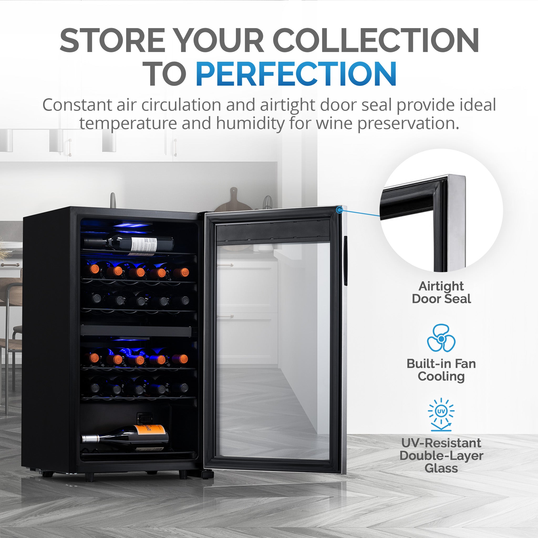 Newair® 28 Bottle 18.9 Stainless Steel Freestanding Dual Zone Wine Cooler Refrigerator - Perfect for Home Bars, Restaurants, and Wine Cellars
