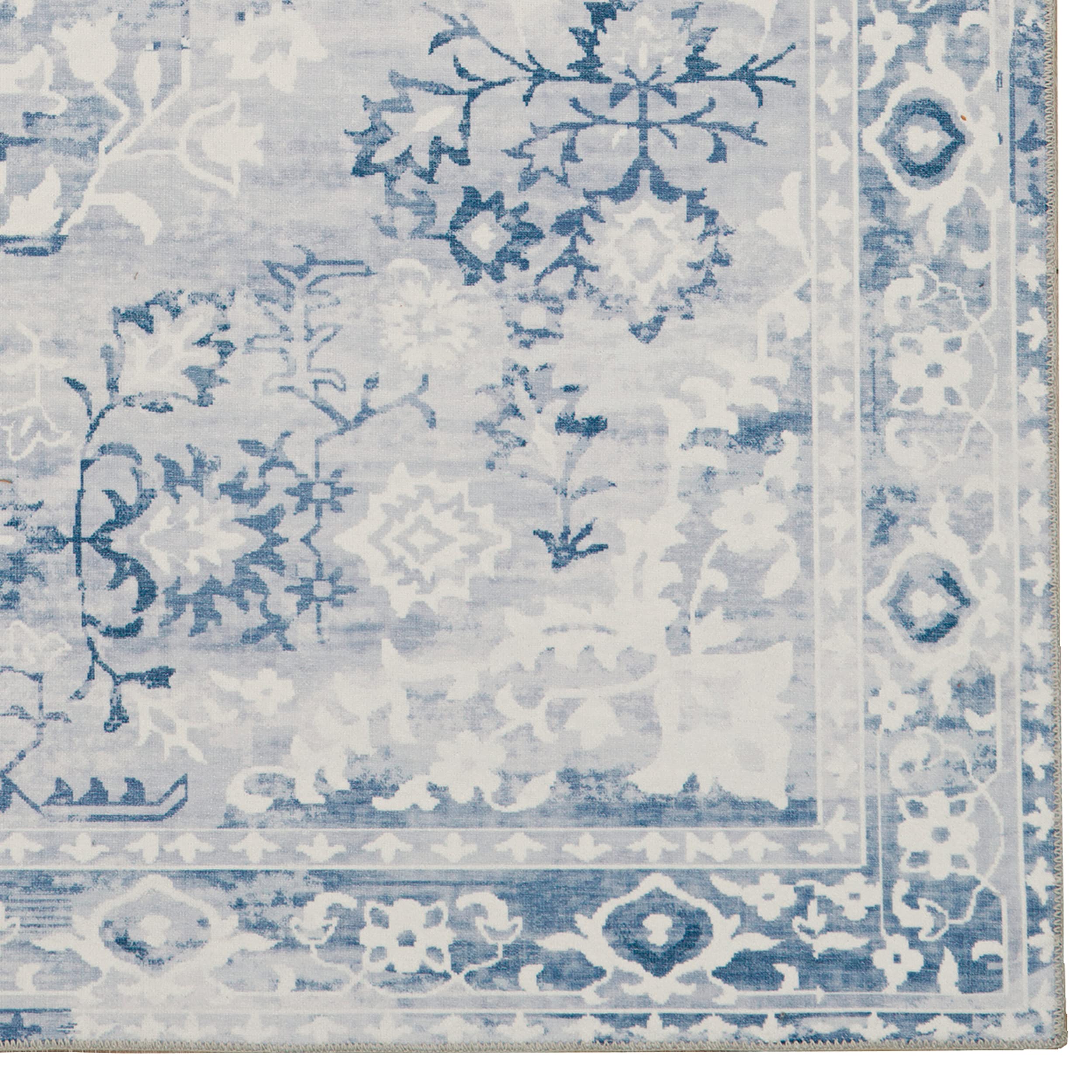 Linon Home Decor Washable Area Rug 5' x 7' - Grey & Ivory Klinch Pattern, Soft & Durable for Living Room, Bedroom, Office | Easy to Clean Indoor Floor Mat