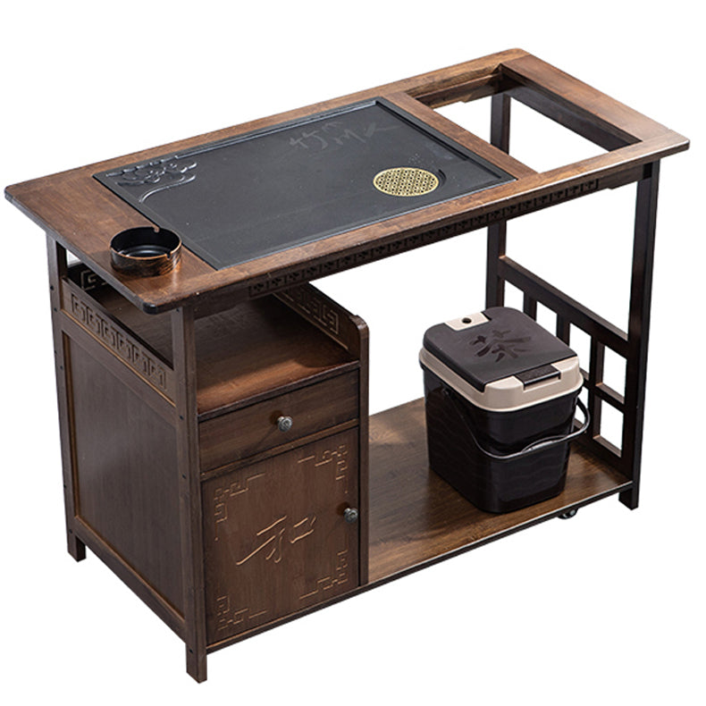 Premium Chinese Tea Cart with Detachable Stone Tea Tray - Portable Tea Serving Set for Home, Office & Outdoor Tea Ceremonies