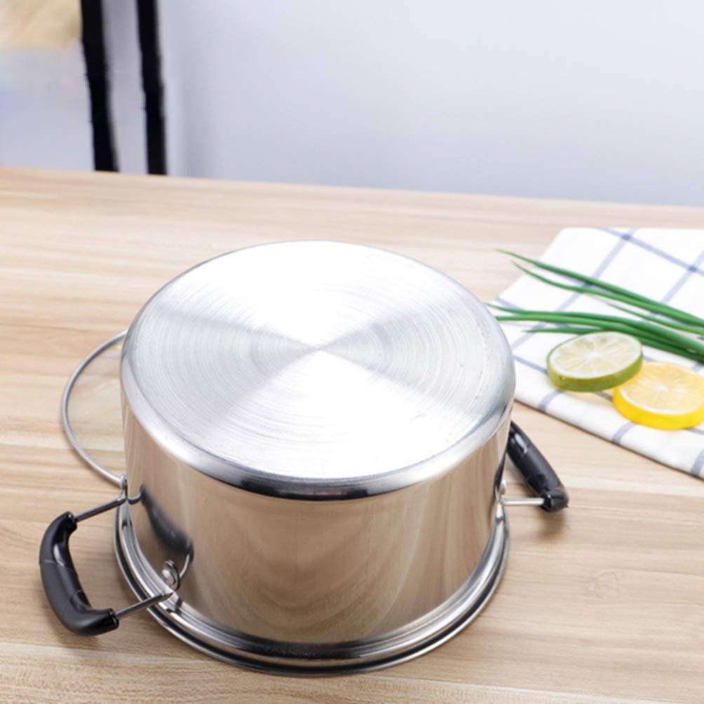 Premium Stainless Steel Soup Pot with Lid - 16cm Double Handle Stew Pan for Cooking, Pasta, Sauce & Noodles | Durable Household Cookware for Home Kitchen | Perfect for Soups, Stews, Chinese Cuisine & Meal Prep