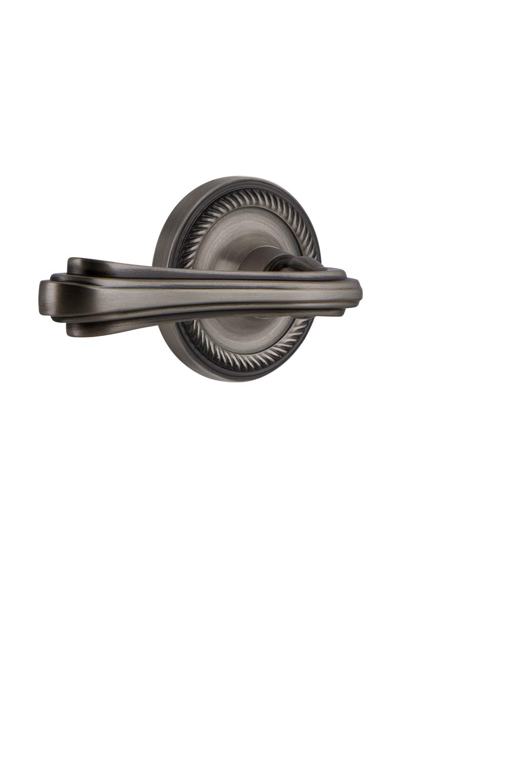 Nostalgic Warehouse Rope Rose Privacy Fleur Lever in Antique Pewter - Vintage Cabinet Door Handle for Bathroom, Bedroom & Closet - Perfect for Home Decor and DIY Projects