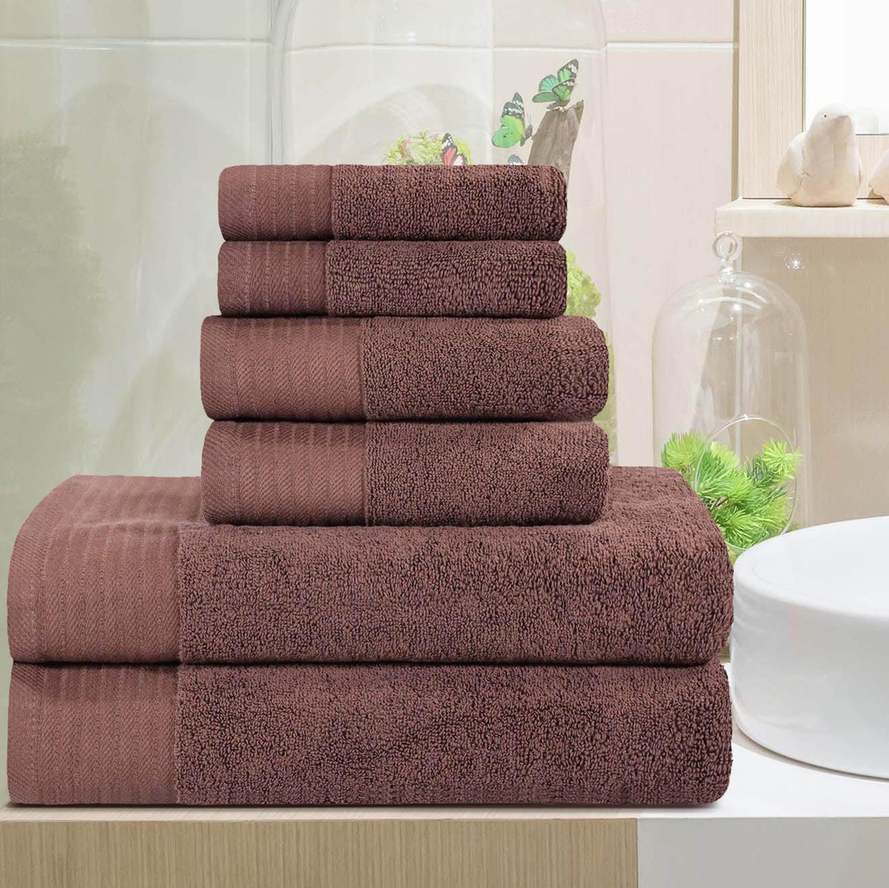 Premium 6-Piece Turkish Cotton Herringbone Bath Towel Set - Ultra Soft & Absorbent - Luxury Bath, Spa & Guest Towels for Home & Hotel Use