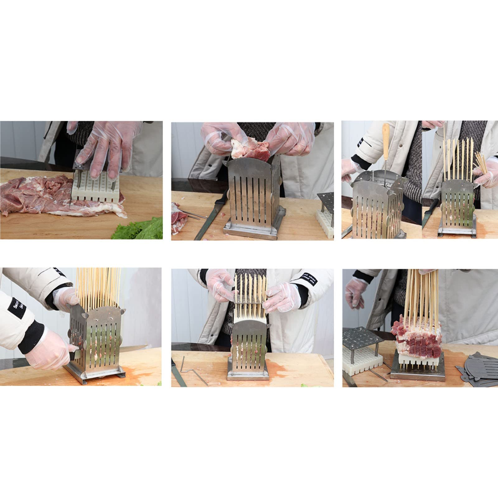 Premium Stainless Steel BBQ Skewer Meat Maker Tool - Multifunctional Kebab Making Box for Home & Commercial Use - Easy to Operate (81 Skewers Included) - Perfect for Backyard Grilling, Camping, and Restaurant Food Preparation