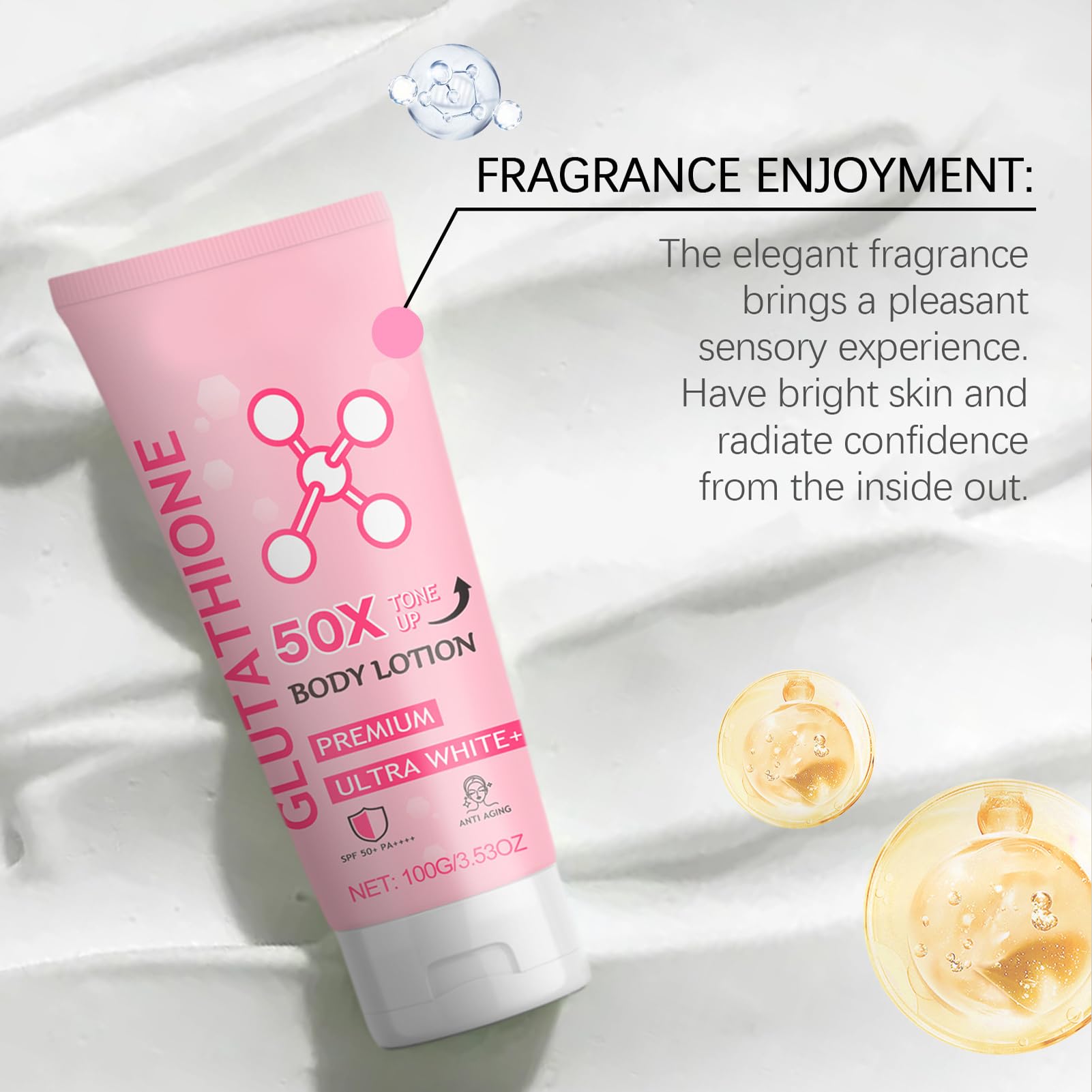 2PCS Glutathione 50x Tone Up Body Lotion - Skin Brightening & Moisturizing Cream for Soft, Smooth Skin | Perfect for Daily Hydration & Even Skin Tone at Home or Gym