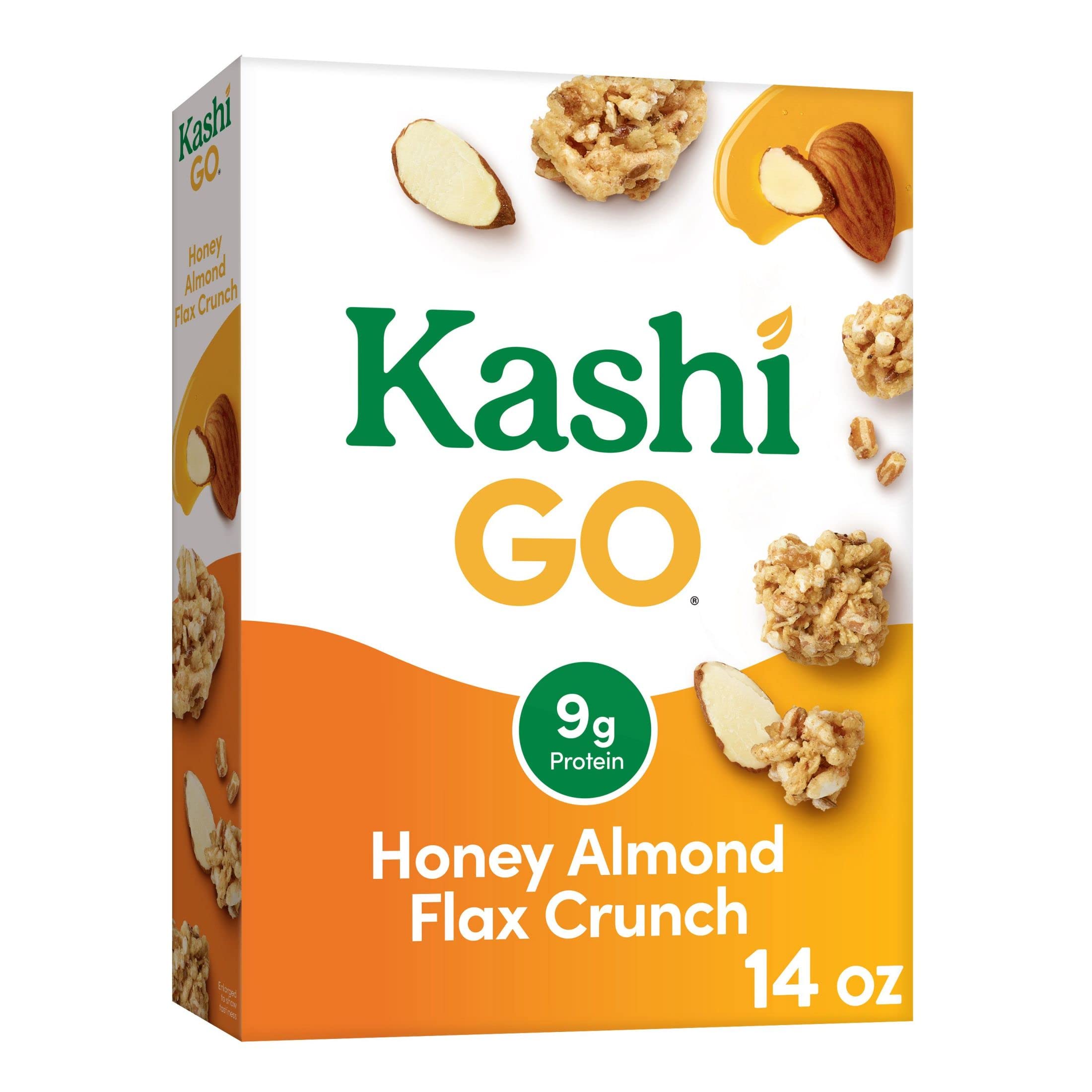 Kashi GO Breakfast Cereal - High Fiber Honey Almond Flax Crunch (14oz Box) | Healthy Family Breakfast | Perfect for Busy Mornings & On-the-Go Snacking