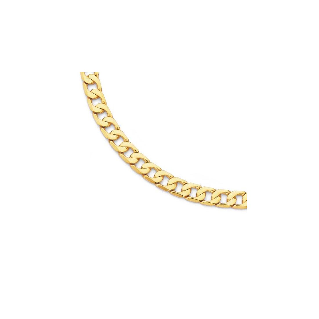 7.5MM Yellow Gold Flat Curb Chain - .925 Solid Sterling Silver Necklace for Men & Women - Sizes 8-30 Inches - Perfect for Layering, Gift Giving & Everyday Wear