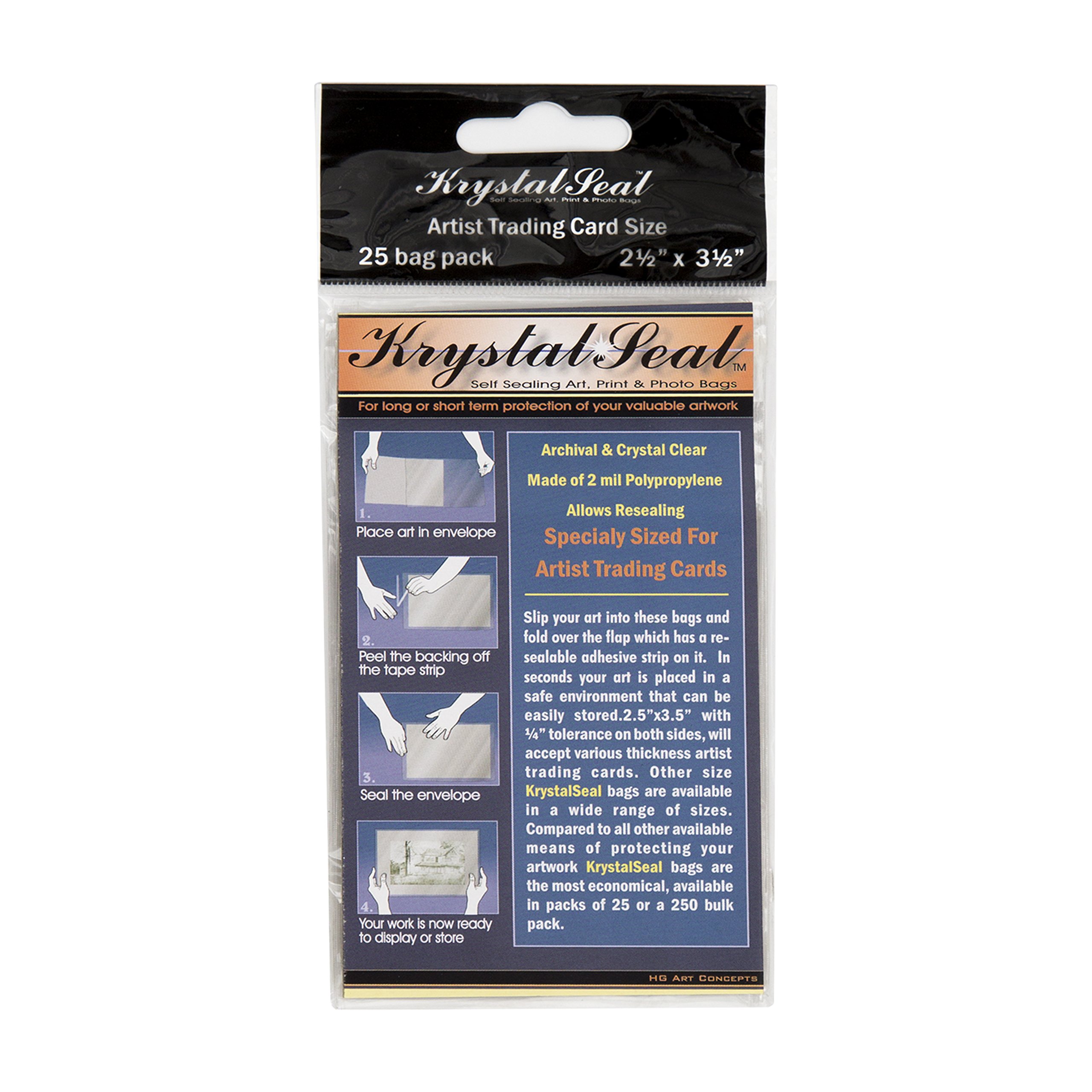 Creative Mark Krystal Seal ATC Archival Polyethylene Bags - 11 x 17 Inch Acid-Free Storage Bags for Paintings, Artwork & Photos - Pack of 25 - Perfect for Artists, Collectors & Photo Preservation