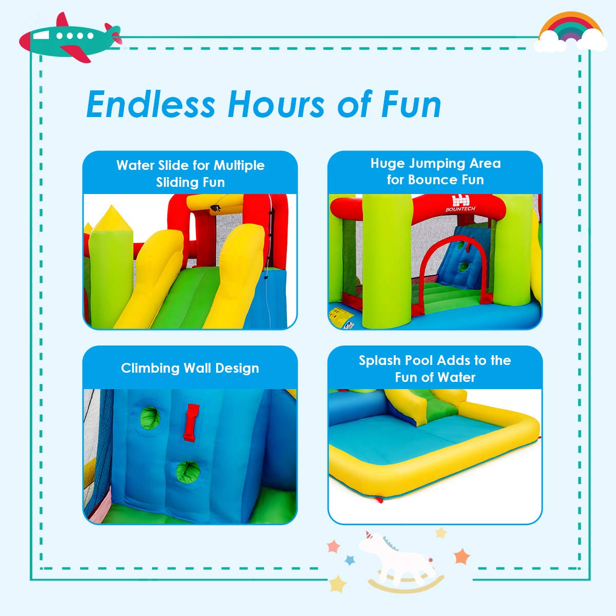 **HONEY JOY 5-in-1 Giant Inflatable Water Slide with Climbing Wall, Splash Pool & Slides - Outdoor Blow Up Water Park for Kids & Adults - Backyard Summer Fun (Includes 480W Blower)**    **Perfect for backyard parties, summer gatherings, family fun, and outdoor water play!**