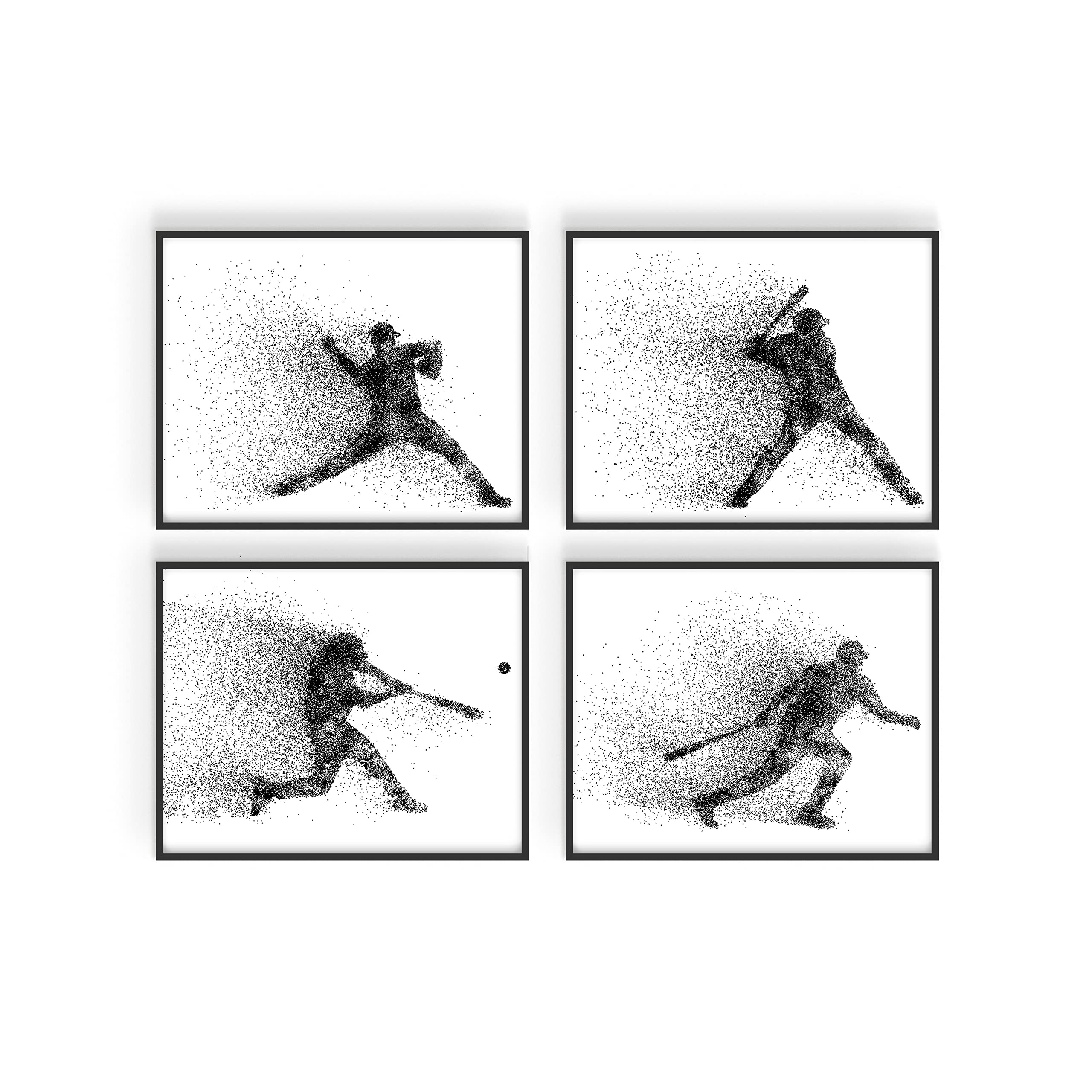Summit Designs Baseball Wall Art Prints - Set of 4 (8x10) Unframed Baseball Posters for Men, Kids & Teens - Perfect for Bedroom, Man Cave & Boys Room Decor - Sports Themed Home Decor for Baseball Fans & Gift Ideas