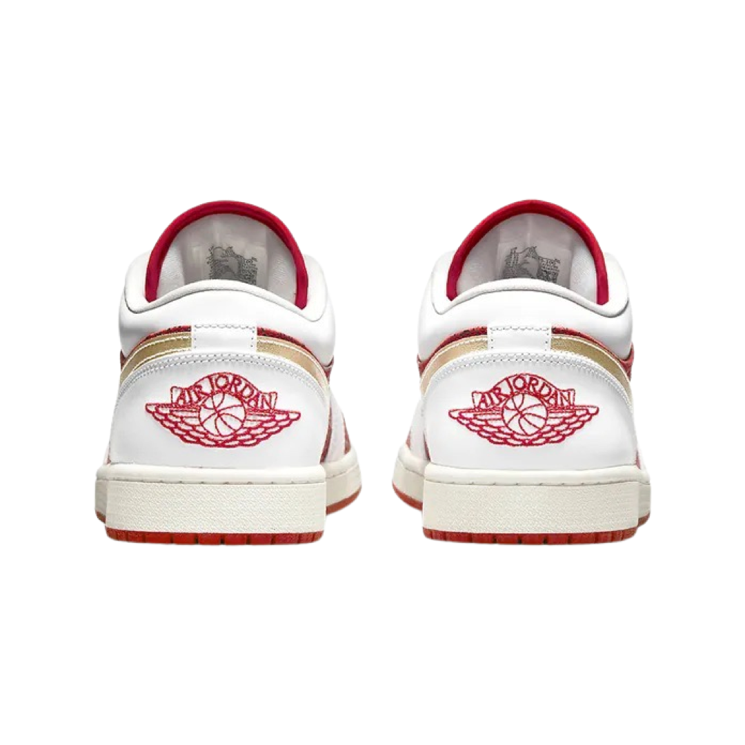 Air Jordan 1 Low Spades Sneakers - White/Metallic Gold/University Red Sail - Men's Basketball Shoes for Casual Wear & Street Fashion