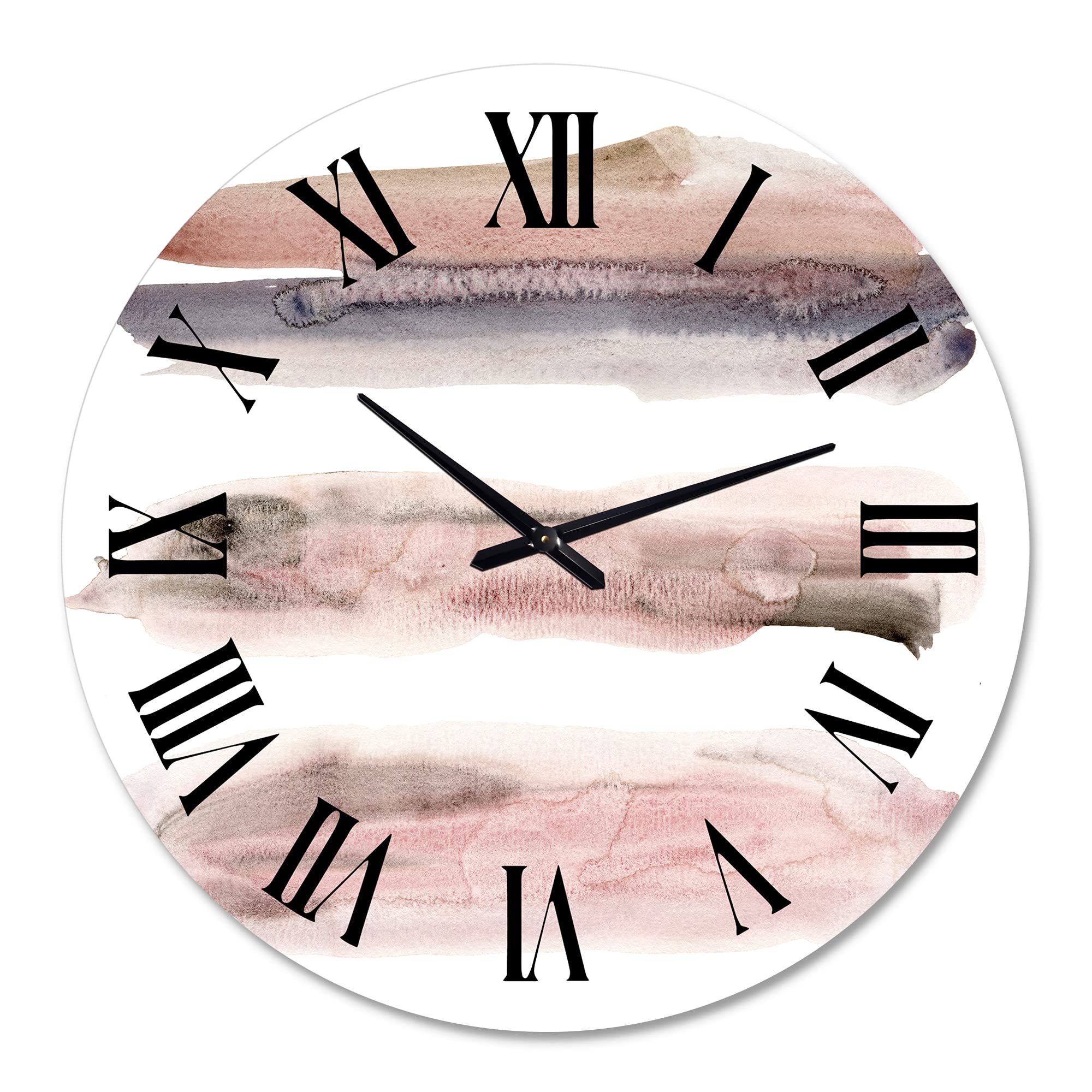 DesignQ Modern Abstract Wall Clock - Pink & Blue Clouds with Beige Spots II, Large Fractal Art Clock for Kitchen, Living Room, Bedroom & Office Decor | Silent Non-Ticking Home Décor