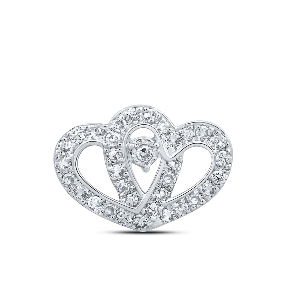 10K White Gold Women's Round Diamond Slide Heart Pendant Necklace - 1/4 CTTW, Perfect for Valentine's Day Gifts, Anniversary Presents & Everyday Elegance
