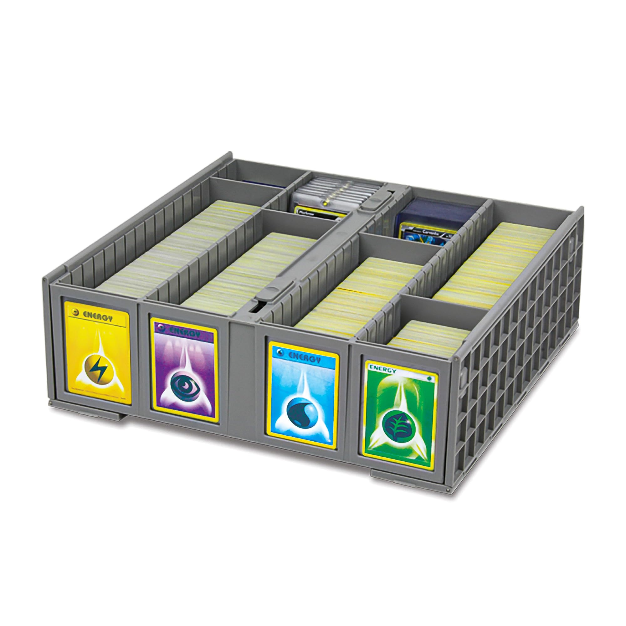 BCW Collectible Card Storage Box - Holds 3200 Trading Cards | Gray Single Bin with 4 Dividers | Perfect for Pokemon, MTG & Sports Cards | Organize & Protect Your Valuable Card Collection at Home or Tournaments
