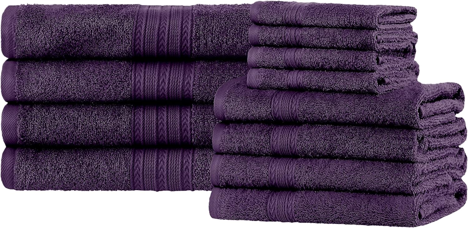 Premium 12-Piece Organic Cotton Towel Set | Soft, Eco-Friendly & Absorbent Bath Towels for Spa, Gym & Home Use