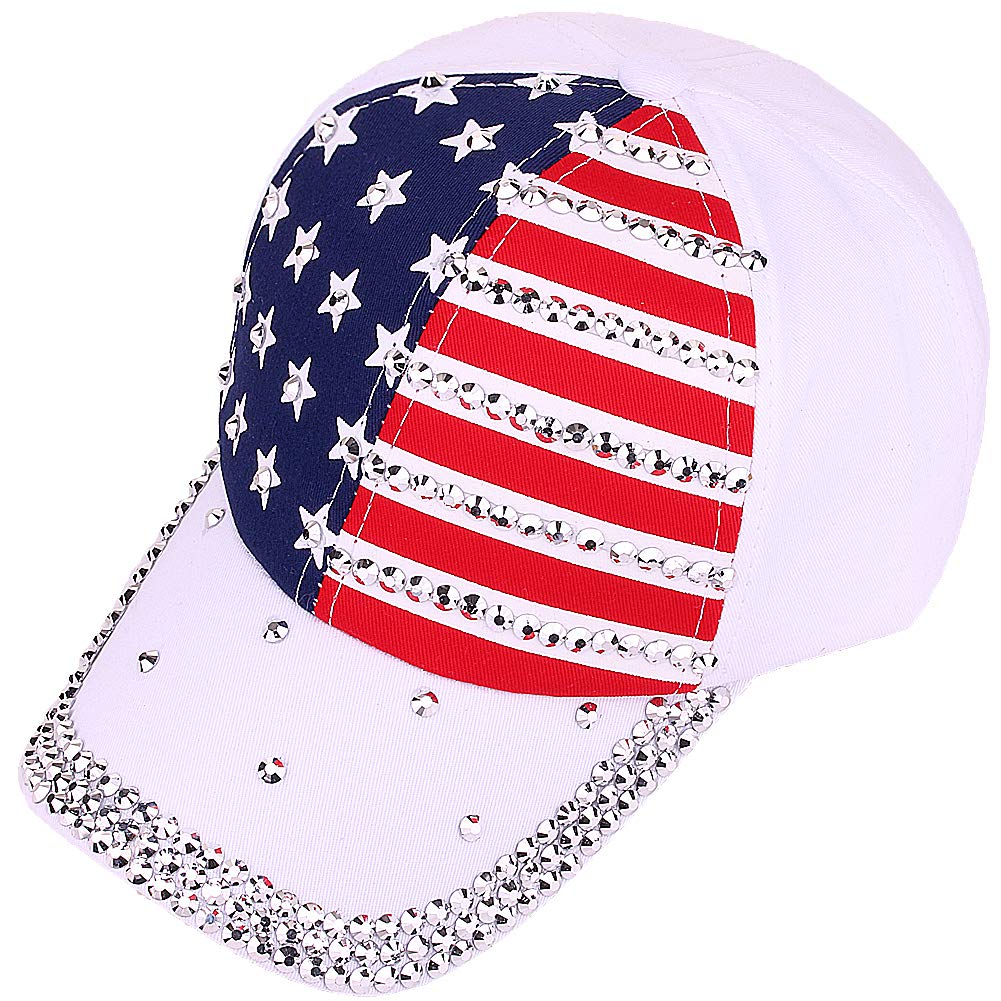 Sparkly American Flag Baseball Cap for Men & Women - USA Bling Hip Hop Hat - Perfect for 4th of July, Concerts & Streetwear Fashion