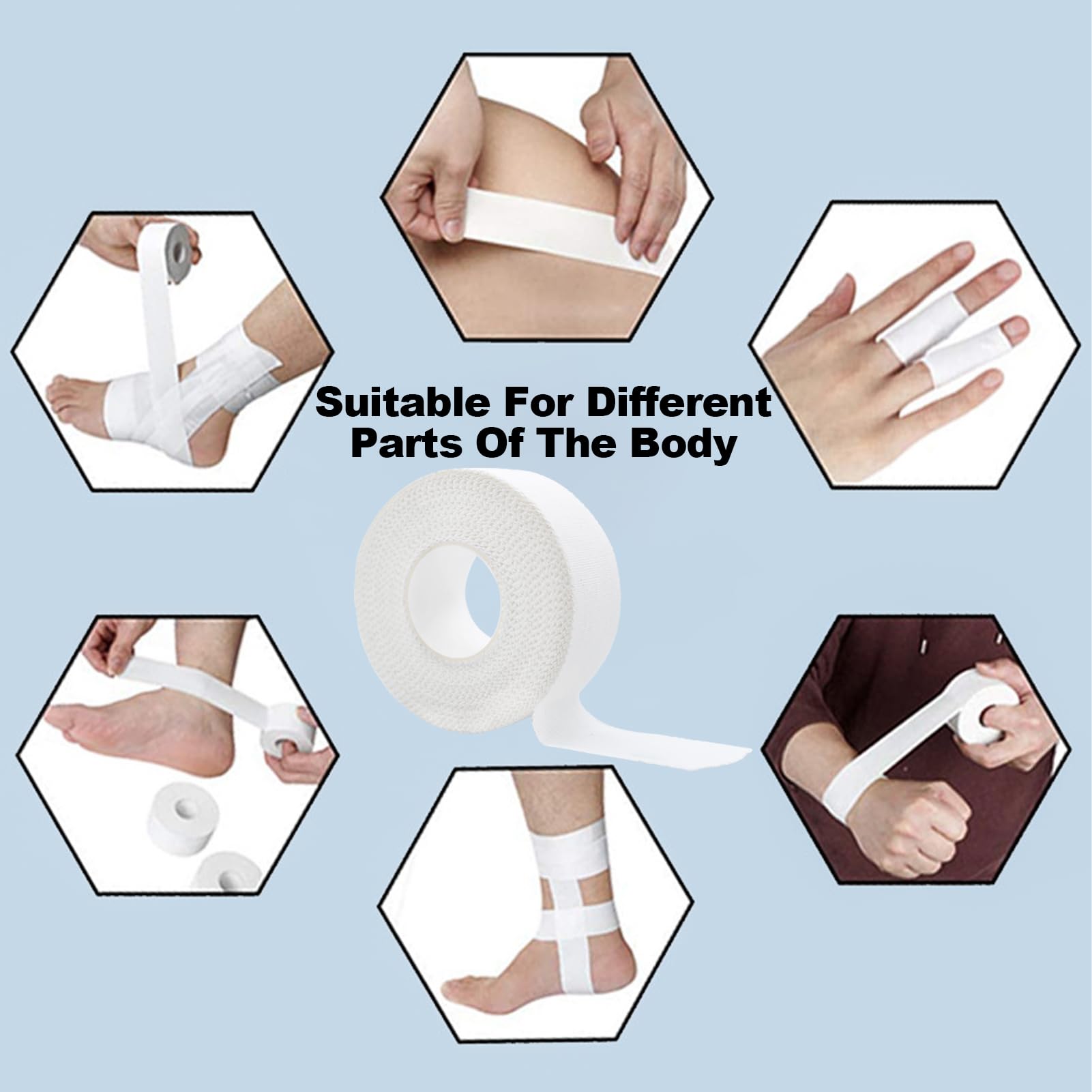 2 Rolls White Sports Tape - Athletic Kinesiology Tape for Football, Soccer, Volleyball & Climbing - 2.5cm x 10m Self-Adhesive Bandage for Shin Guards, Muscle Support & Injury Prevention - Perfect for Athletes & Active Lifestyles
